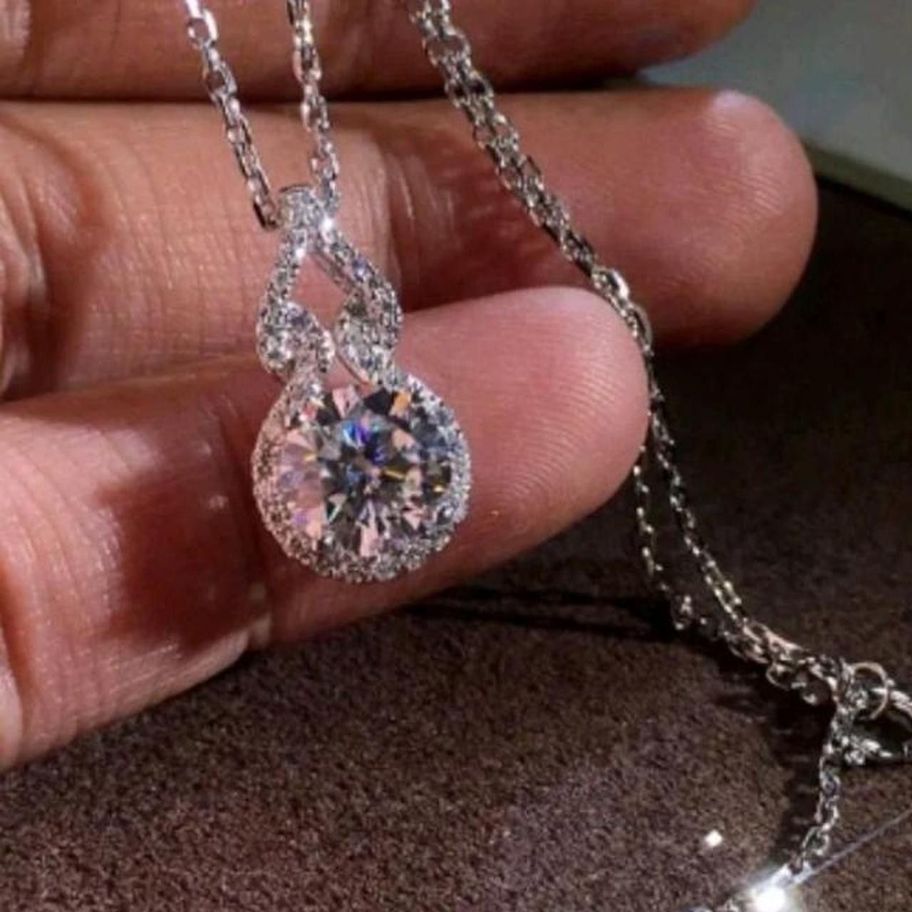 Other Silver Color CZ pendant necklace Size ONE SIZE - 1 Thumbnail