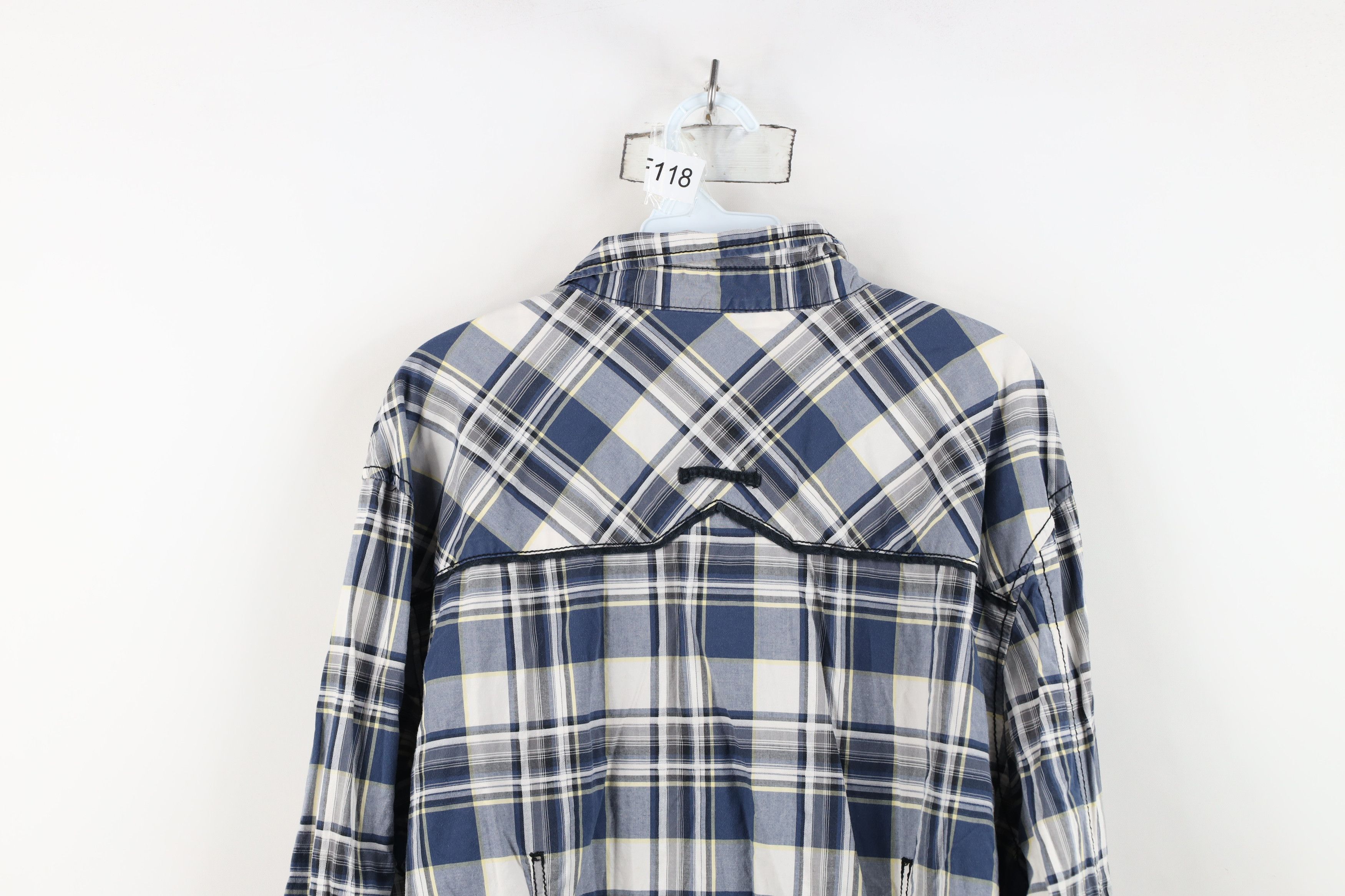 Vintage Buckle BKE Fit Thick Stitch Collared Button Shirt Blue Plaid Size US XXL / EU 58 / 5 - 13 Thumbnail