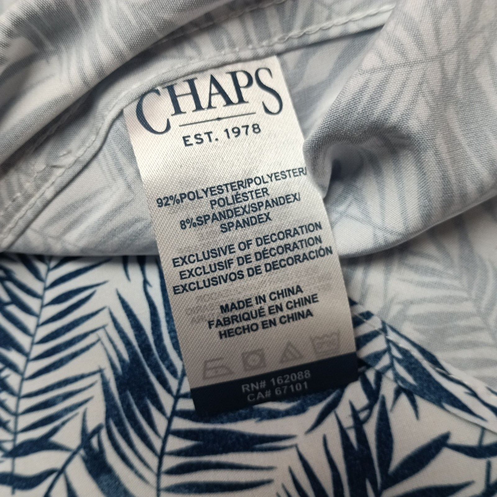 Chaps Chaps Woven Shirt Men's Size 2XL Blue Floral Stretch UPF 50 Size US XXL / EU 58 / 5 - 7 Thumbnail