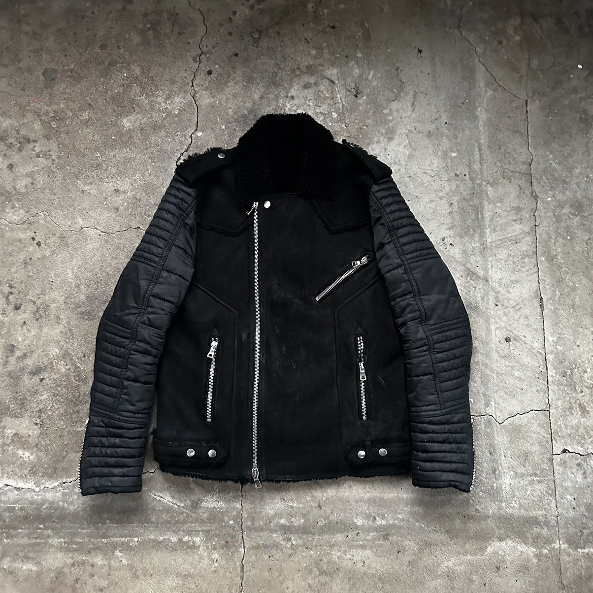 Balmain Shearling Biker Jacket in Black Size US L / EU 52-54 / 3 - 1 Thumbnail