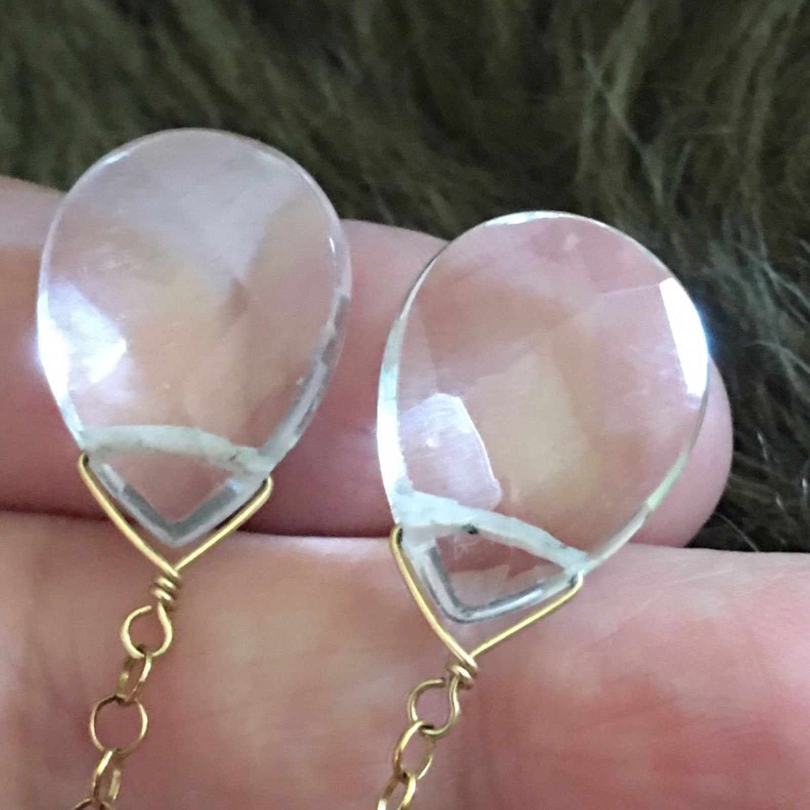 Jewelry Gold tone chain faceted glass chandelier earrings Size ONE SIZE - 5 Thumbnail