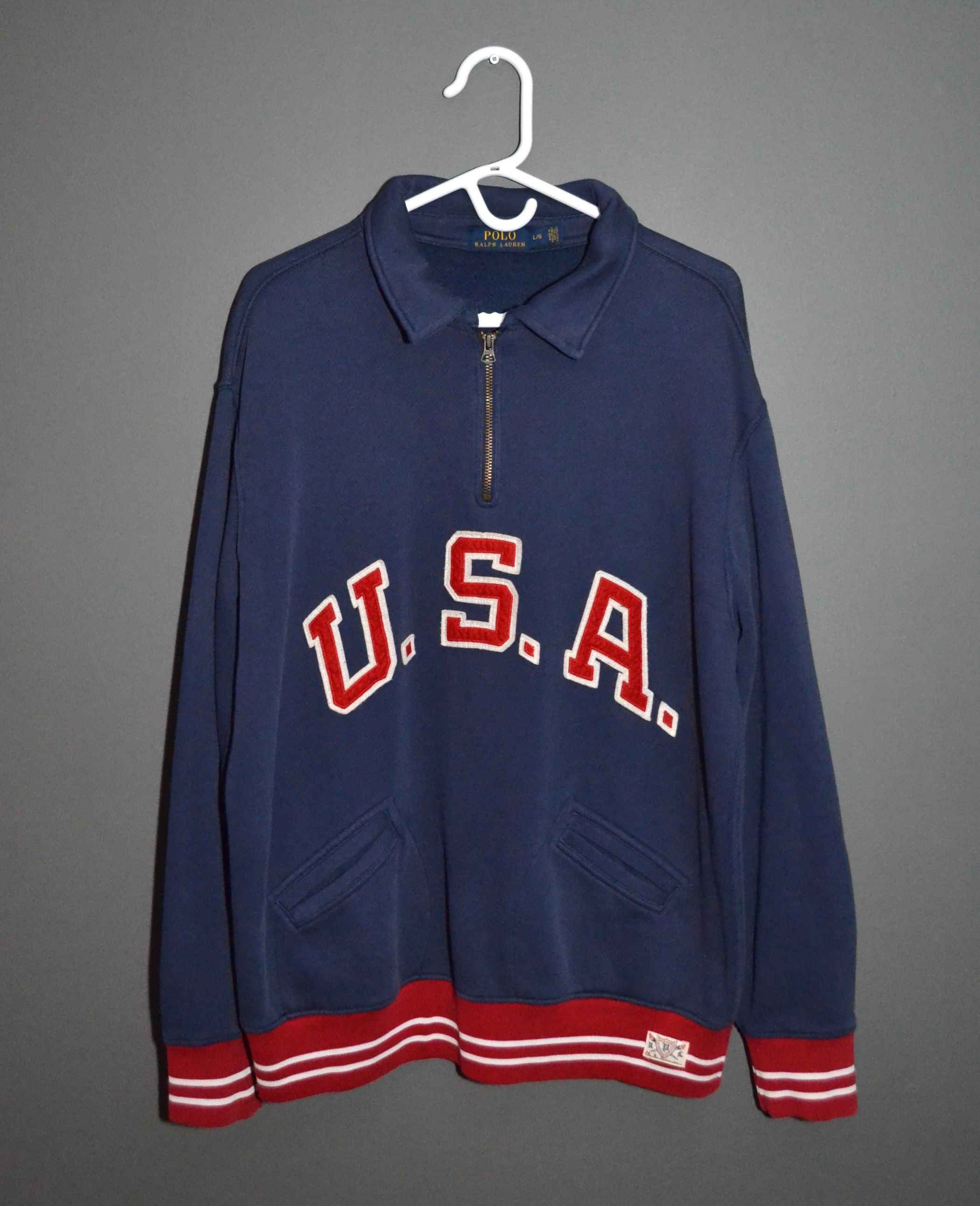 Polo Ralph Lauren Polo Ralph Lauren Half Zip Split Pocket Olympic Sweatshirt Size US L / EU 52-54 / 3 - 2 Thumbnail
