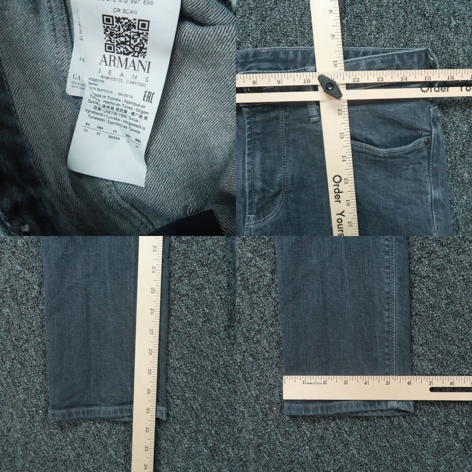 Vintage Armani Jeans Mens Jeans 31x31 5-Pocket Straight Denim Gray Blue Cotton Denim Vintage No Size US 31 - 8 Thumbnail