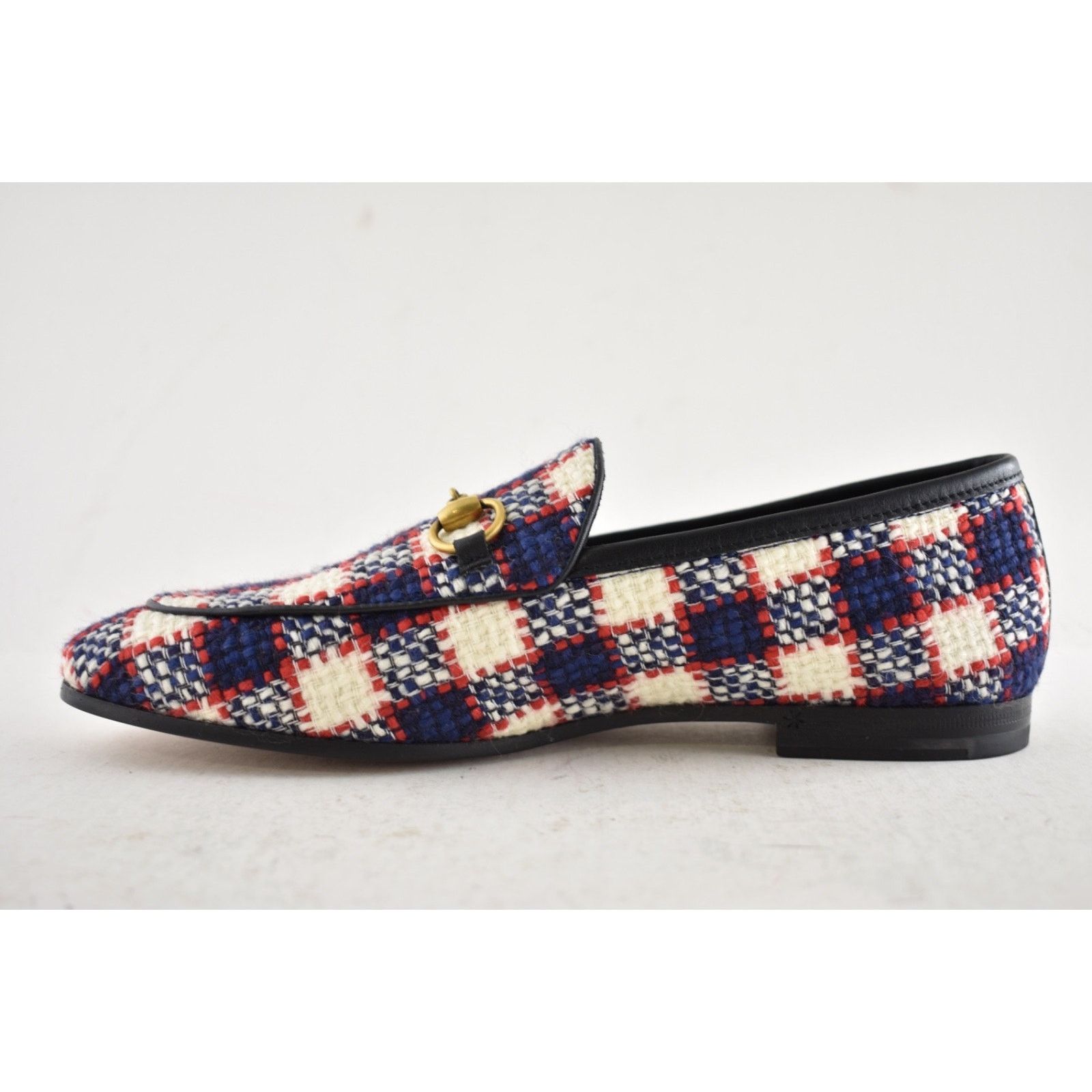 Gucci Gucci New Jordaan Blue Red White Black Tweed Check Size US 8.5 / IT 38.5 - 10 Thumbnail