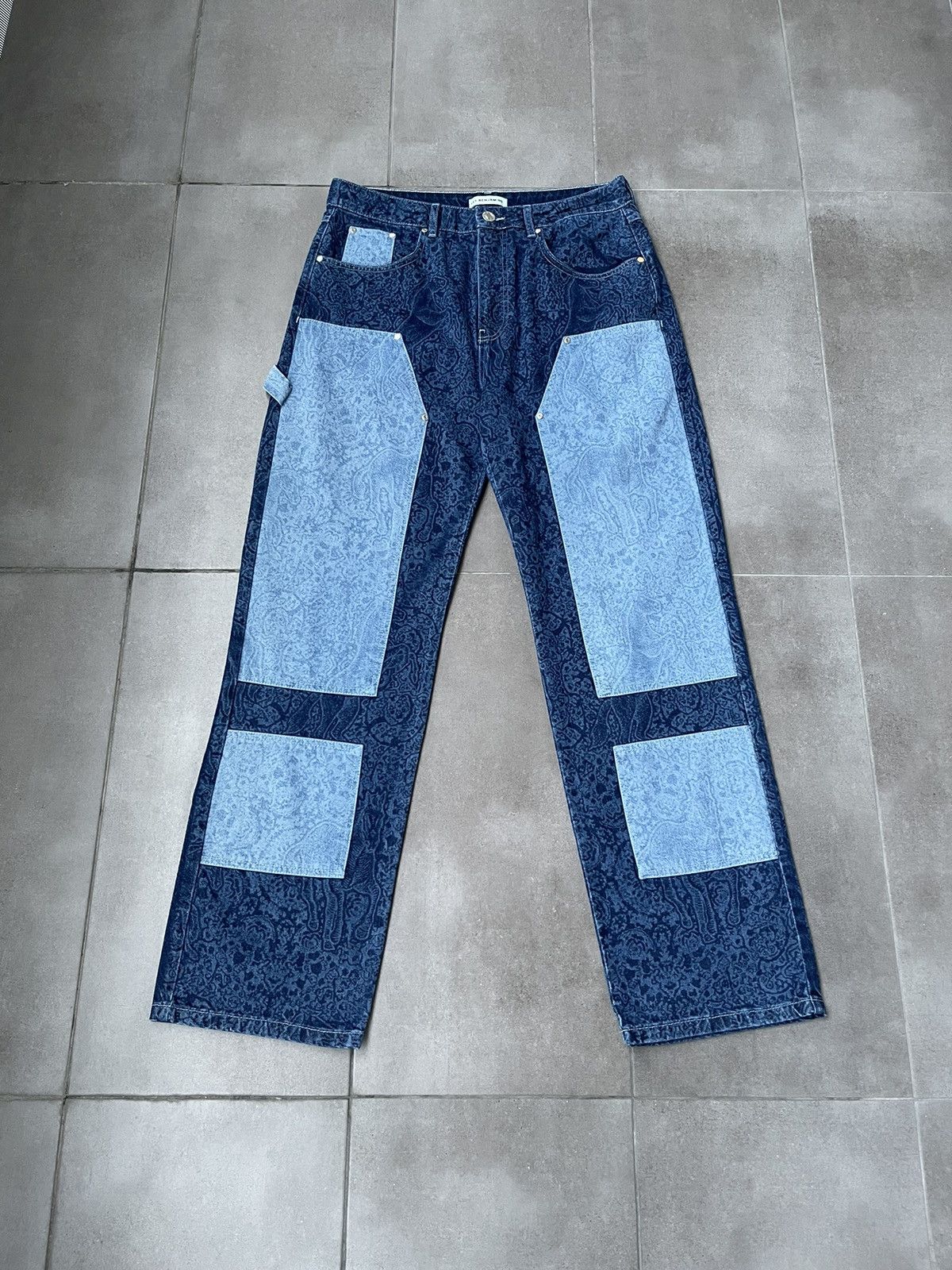Les Benjamins !DS! SS23 Les Benjamins Horse Paisley Navy Denim Pants Size US 34 / EU 50 - 6 Thumbnail