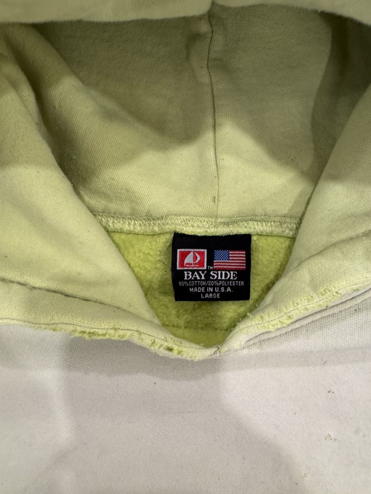 Vintage Vintage lime green distressed laborers hoodie Size US L / EU 52-54 / 3 - 2 Thumbnail