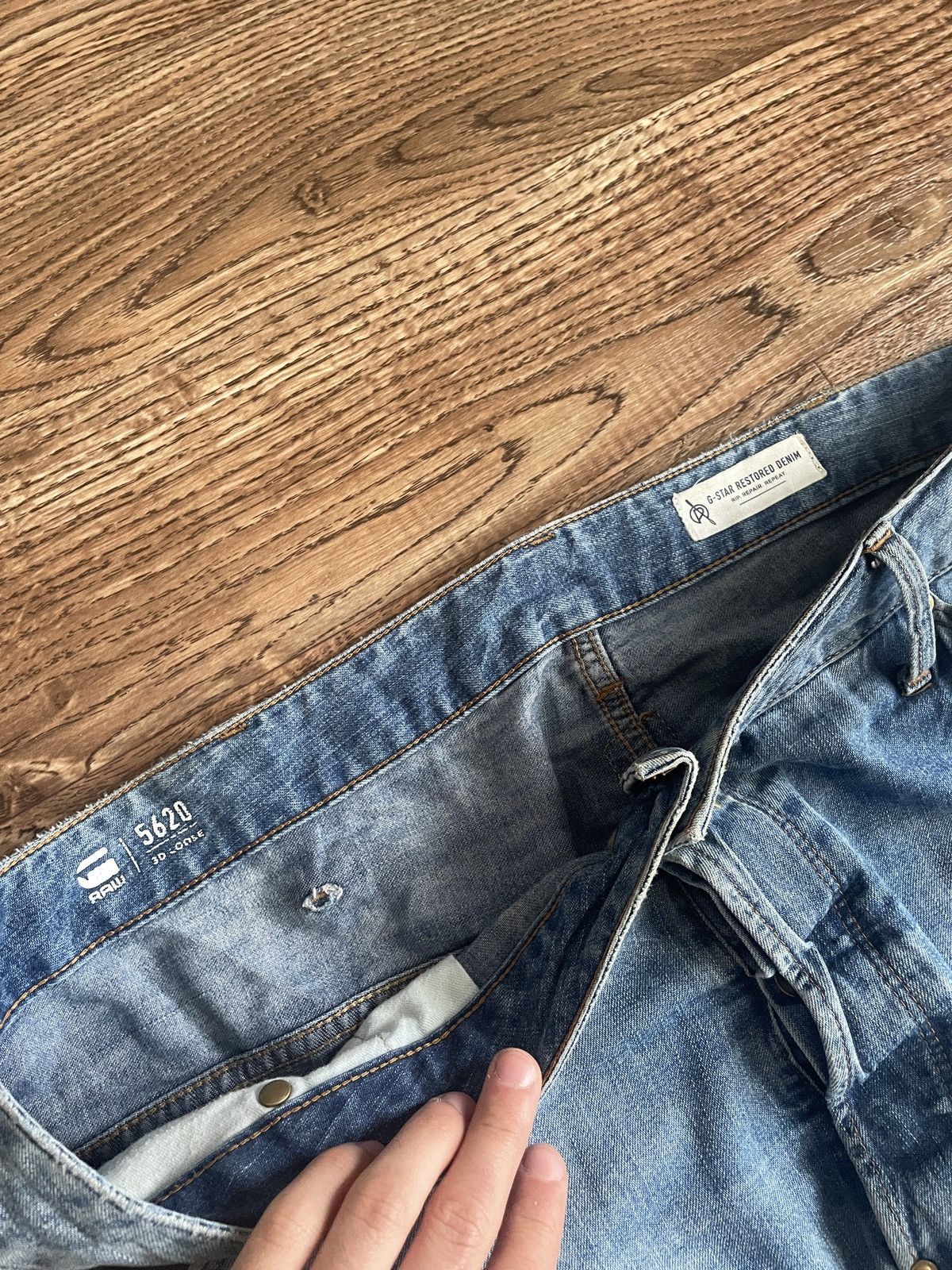 G-Star × Japanese Brand × Vintage Vintage G Star raw jeans double knee rare ultra baggy jeans Size US 36 / EU 52 - 6 Thumbnail