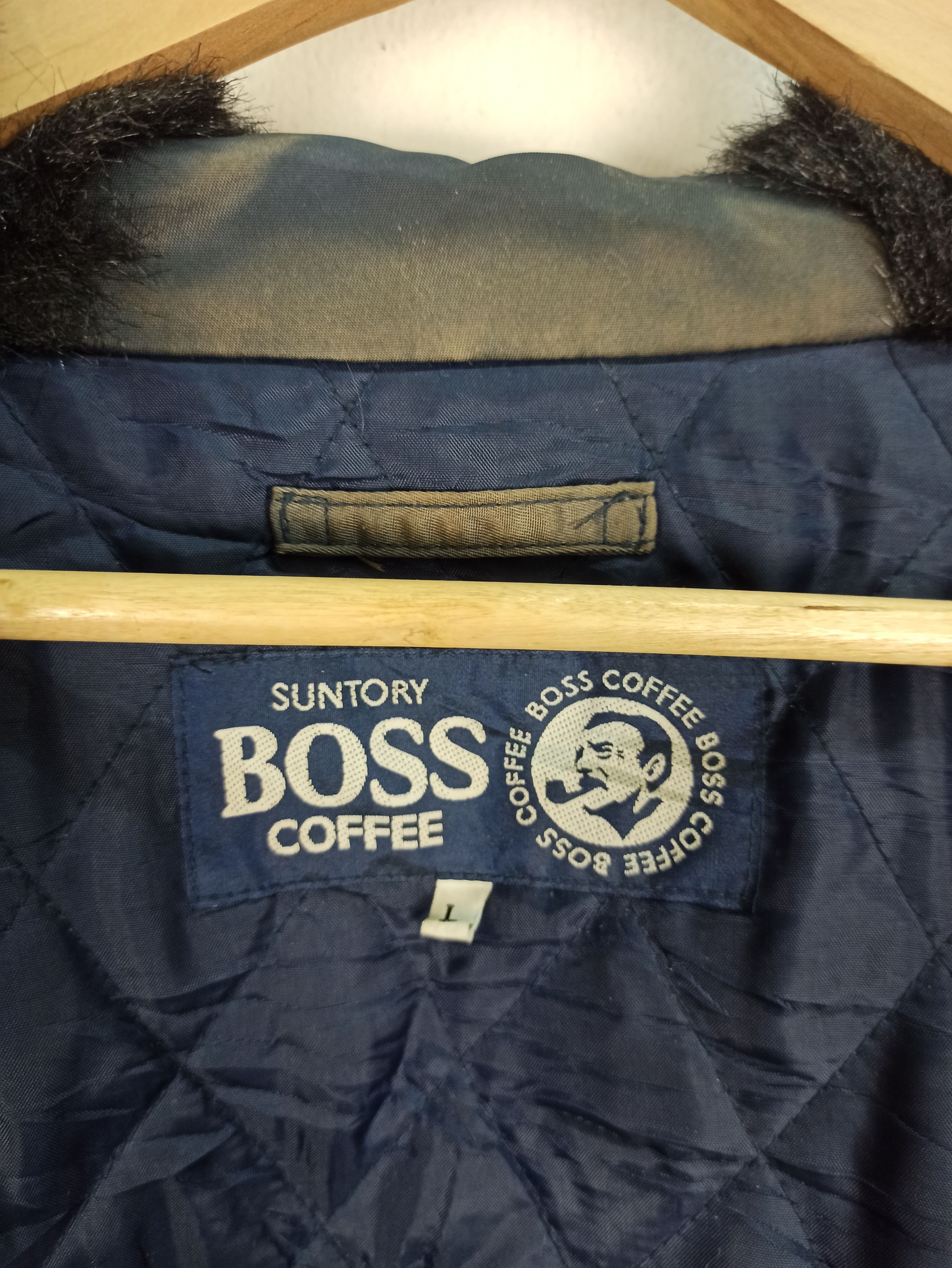 If Six Was Nine Vtg SUN FADED Suntory Boss Coffee Bombers Jacket Hoodie Fur Size US L / EU 52-54 / 3 - 11 Thumbnail