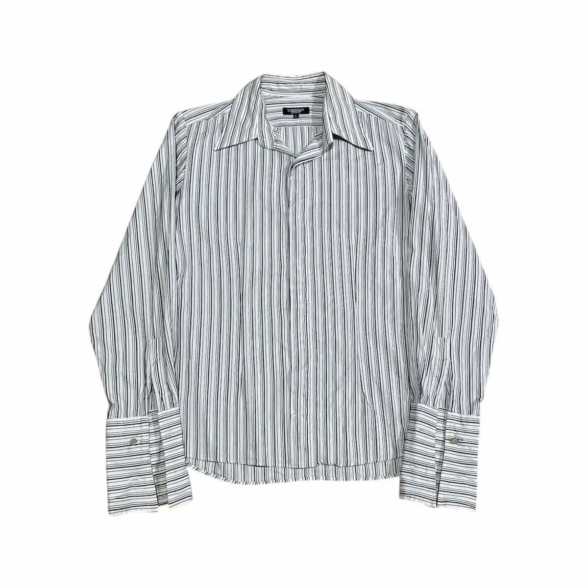 If Six Was Nine × Japanese Brand × Tornado Mart 🔥Y2K Archived Tornado Mart Striped Shirt Hidden Button Size US L / EU 52-54 / 3 - 6 Thumbnail