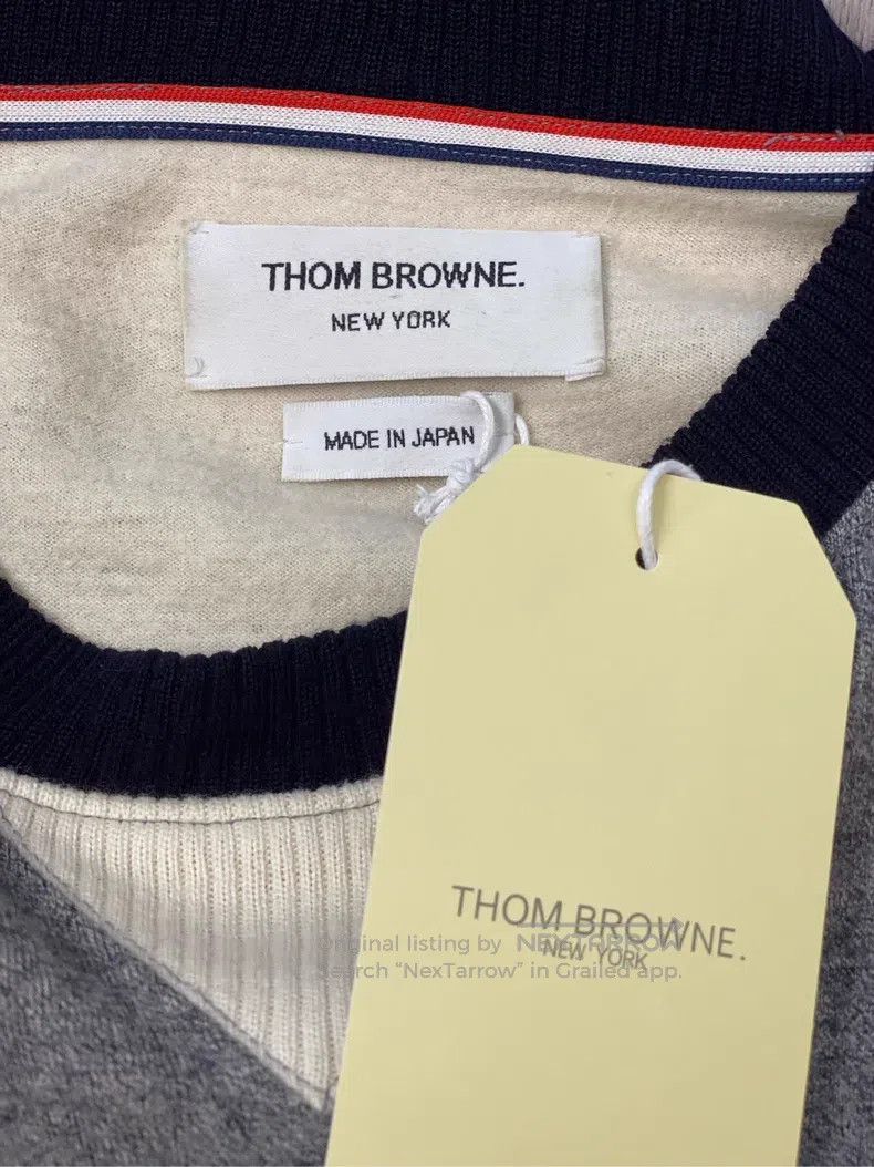 Thom Browne Thom Browne Gray and Beige Color Block Four-Stripe Wool Ro Size US XL / EU 56 / 4 - 6 Thumbnail