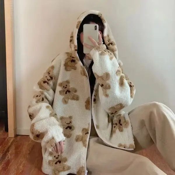 Japanese Brand Heart-shaped Print Plush Jacket Women Size XL / US 12-14 / IT 48-50 - 1 Thumbnail