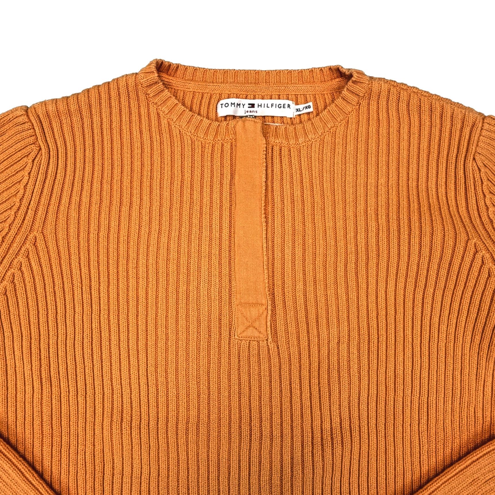 Tommy Hilfiger Tommy Hilfiger Jeans Sweater Mens XL Orange 1/4 Zip Mock Neck Knit Pullover Pullover Knit Shirt Mens XL Orange Jeans Sweater Size US XL / EU 56 / 4 - 3 Thumbnail