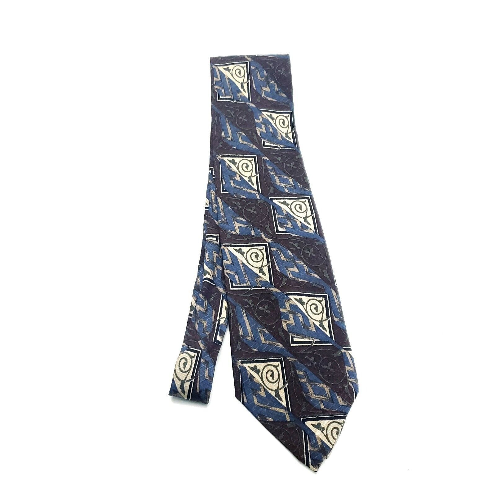 XMI Platinum XMI Silk Tie Abstract Print Brown Blue Size ONE SIZE - 7 Thumbnail