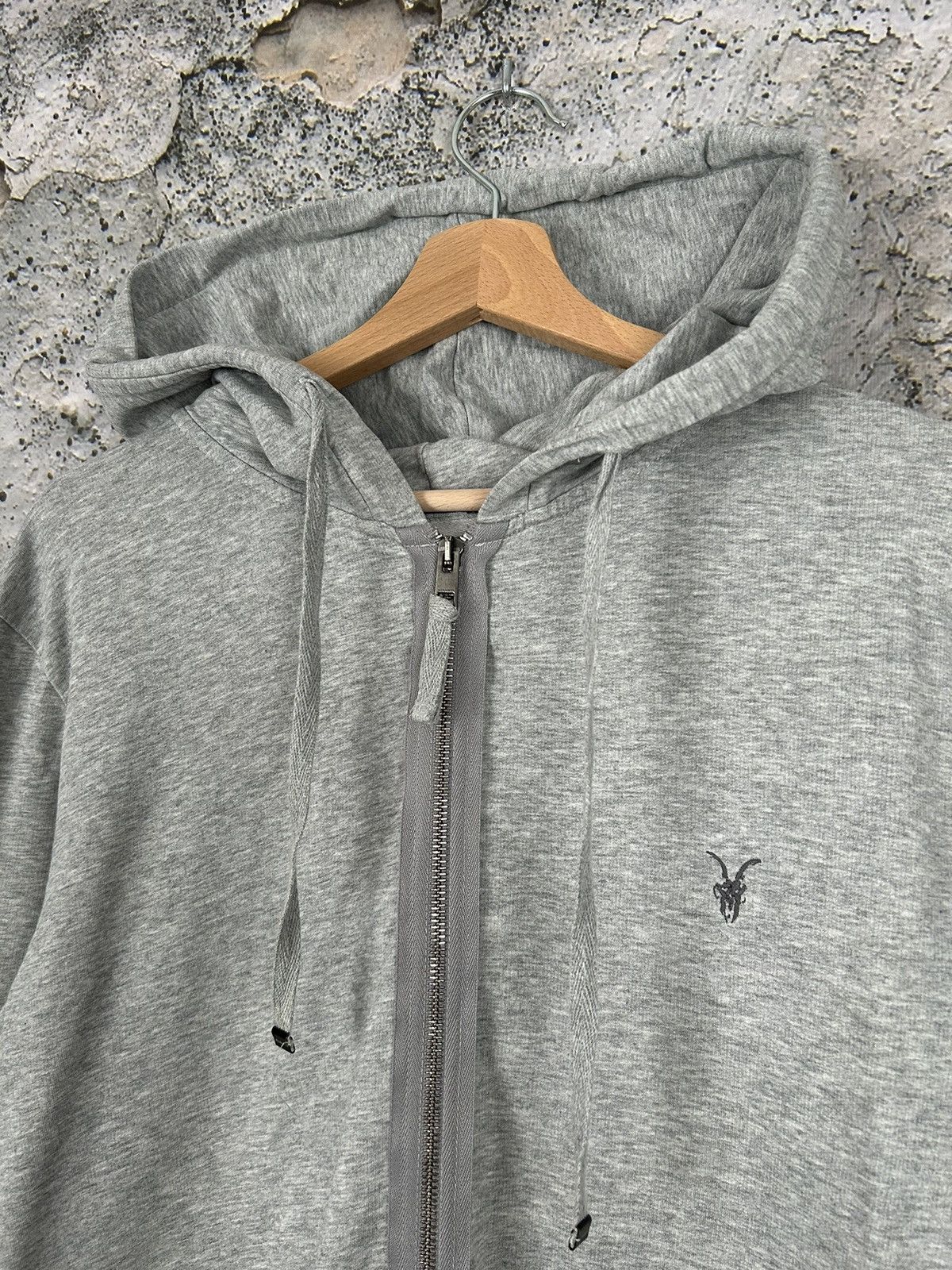 Allsaints AllSaints Grey Zip Up Hoodie Sweatshirt Vintage Streetwear Size US L / EU 52-54 / 3 - 3 Thumbnail