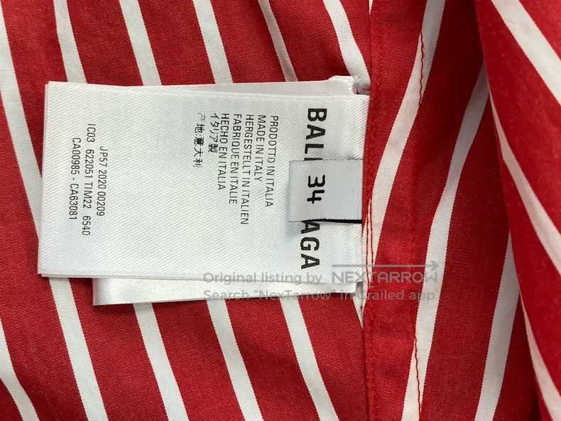 Balenciaga Balenciaga Red and White Striped Cotton Shirt Size XXS / US 00 / IT 34 - 6 Thumbnail