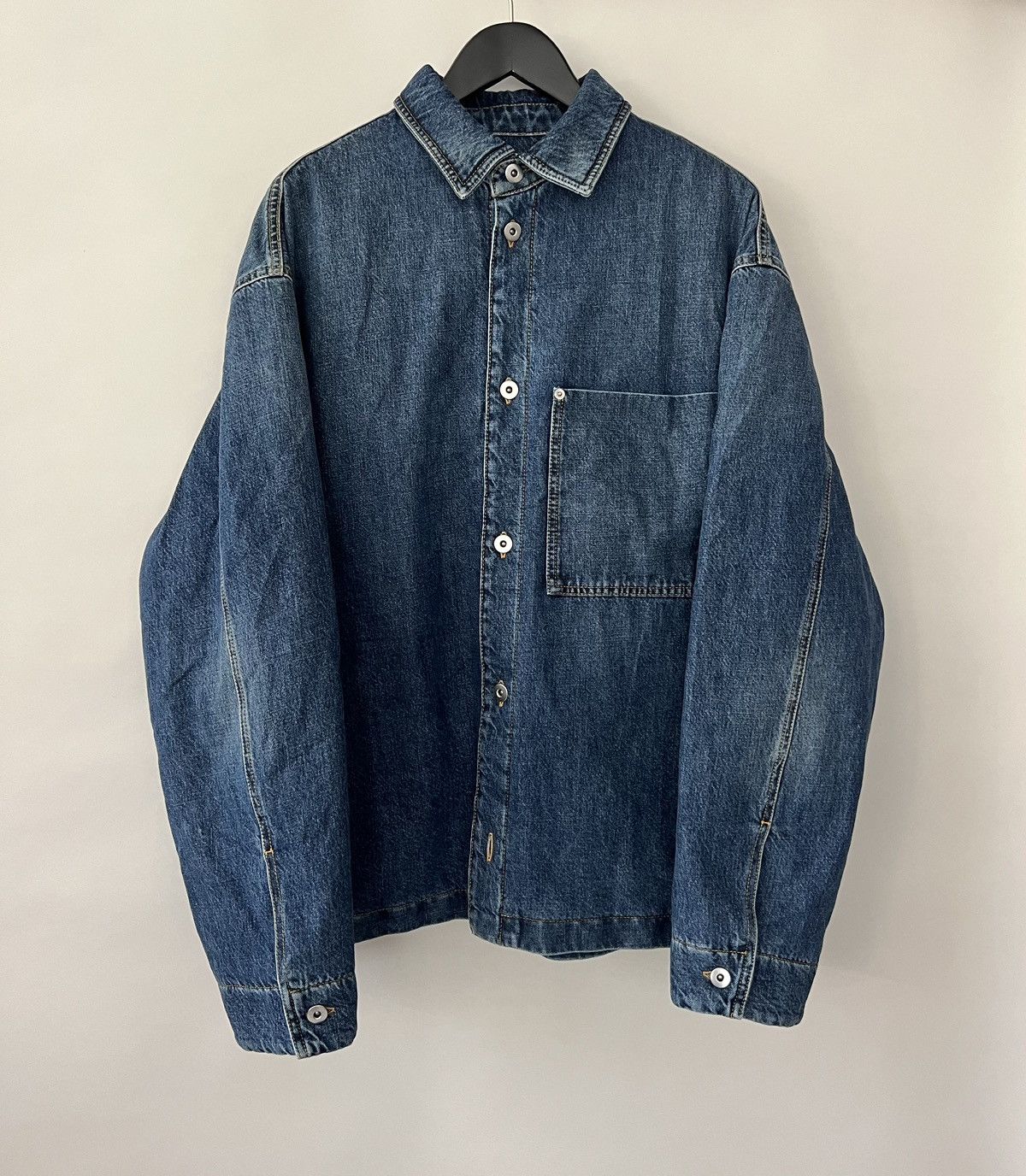 image of Bottega Veneta Padded Denim Jacket in Blue, Men's (Size Medium)
