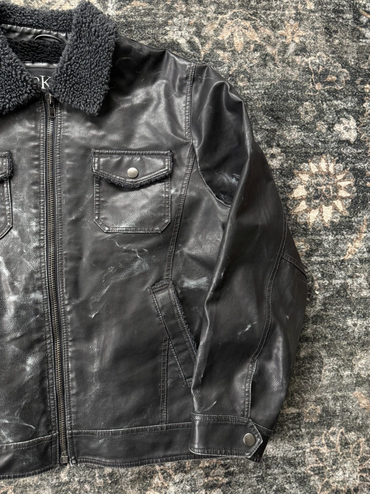 BKE BKE Black Sherpa Leather Jacket Size US L / EU 52-54 / 3 - 3 Thumbnail