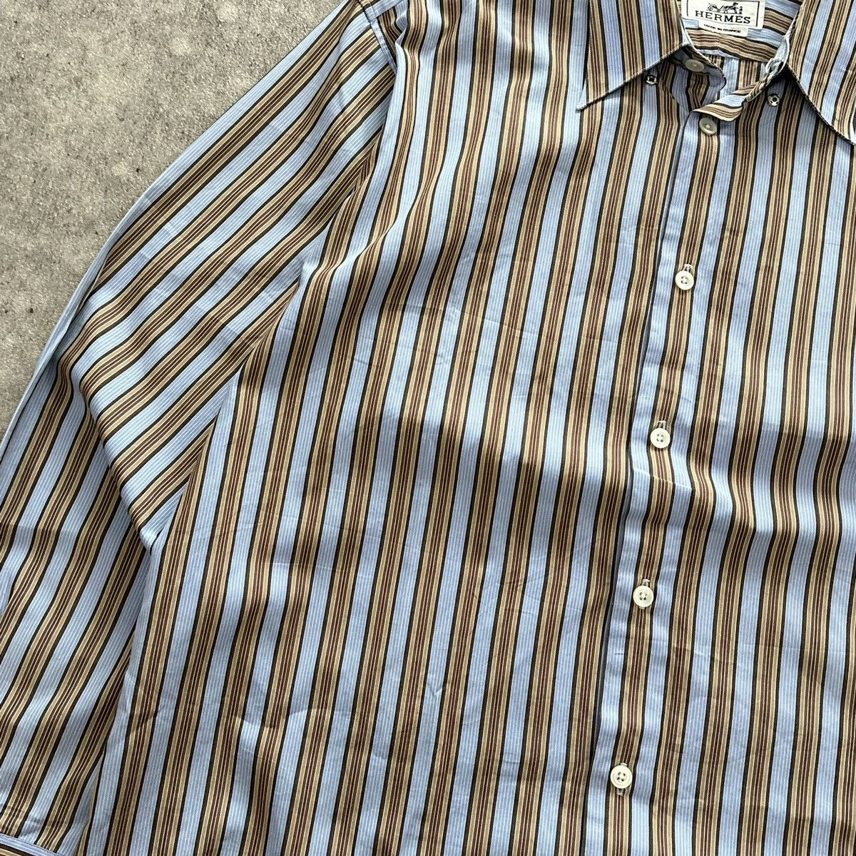 Hermes 90s Vintage Hermes Paris Striped Button Down Striped Shirt Size US M / EU 48-50 / 2 - 5 Thumbnail