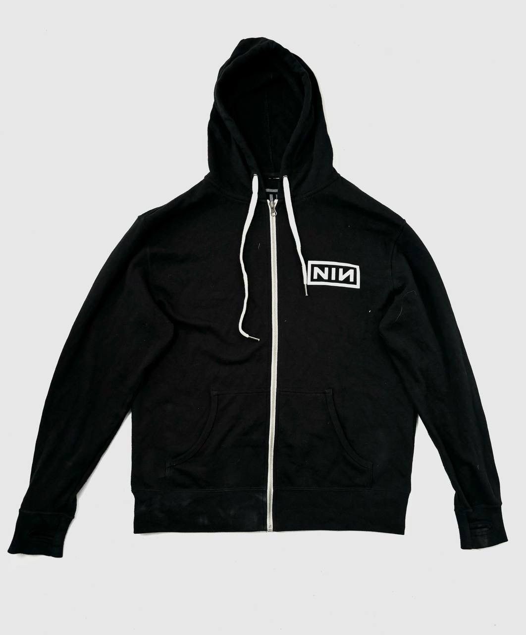image of Band Tees x Rock T Shirt Vintage 90's Nin Nine Inch Nails Zip Hoodie in Black, Men's (Size Medium)
