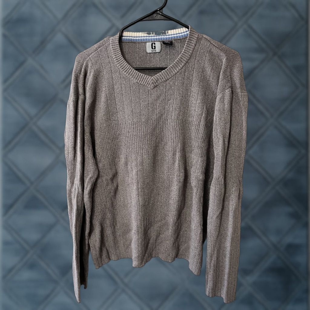 Guess VINTAGE Guess Jeans Sweater Mens 2XL 100% Cotton V-Neck Pullover Gray Size US XXL / EU 58 / 5 - 1 Thumbnail
