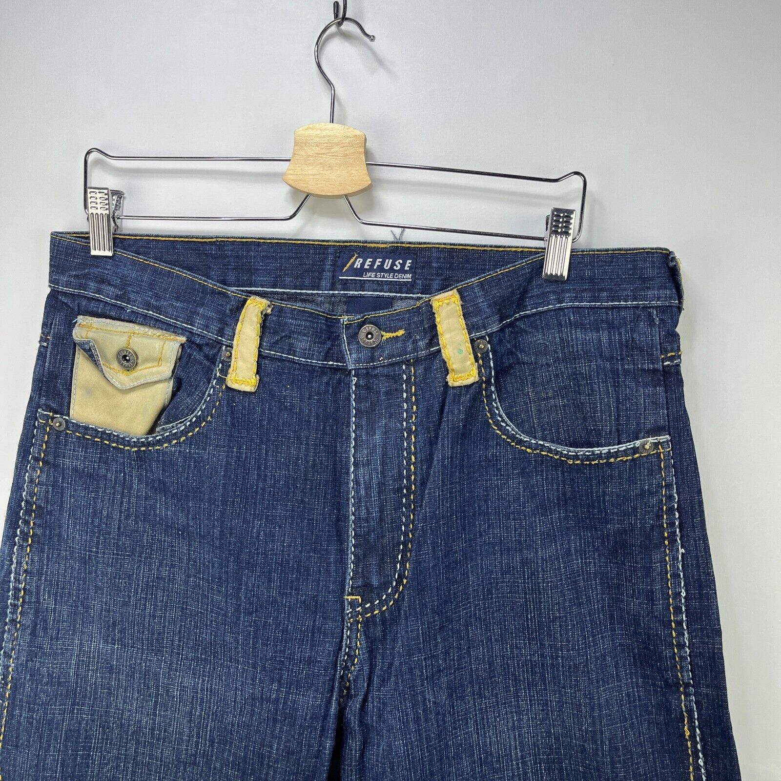 Vintage Vintage Y2K Refuse Baggy Dragon Embroidered 34 x 32 Denim Size US 34 / EU 50 - 8 Thumbnail