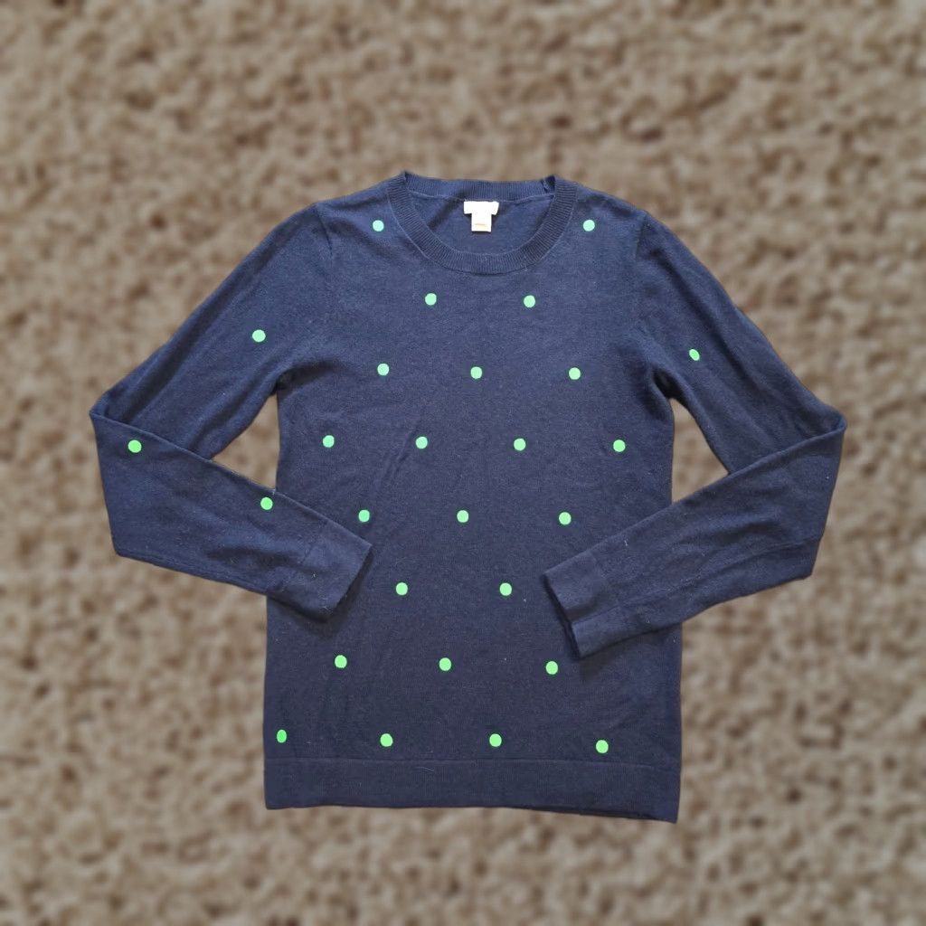 J.Crew J.CREW Sweater Women XS Merino Wool Crew Neck Polka Dot Capsule Casual Pullover Light Weight Knit Regular Womens XS Blue Polka Dot Vintage: No Size XS / US 0-2 / IT 36-38 - 1 Thumbnail
