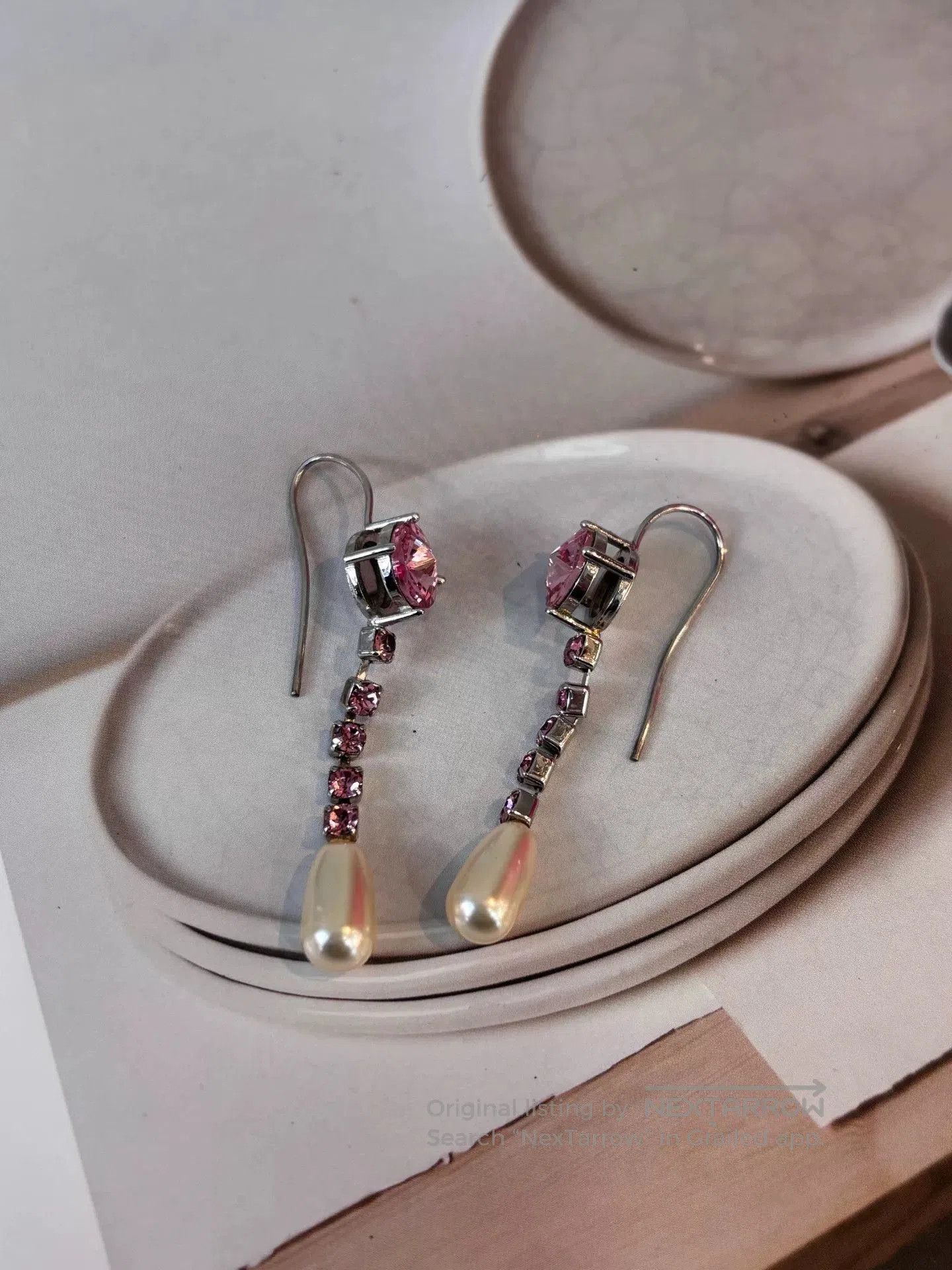 Miu Miu Miu Miu Pink Rhinestone Tassel Earrings. Size ONE SIZE - 4 Thumbnail