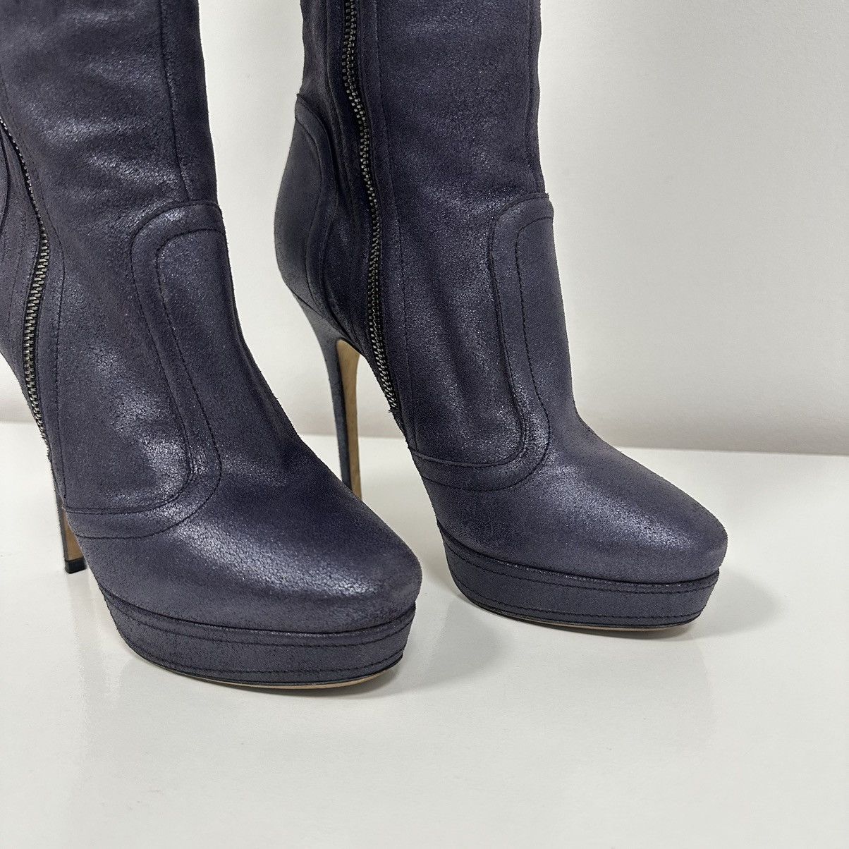Jimmy Choo Jimmy Choo Metallic Purple Leather Knee Lenght Boots Size US 8 / IT 38 - 4 Thumbnail