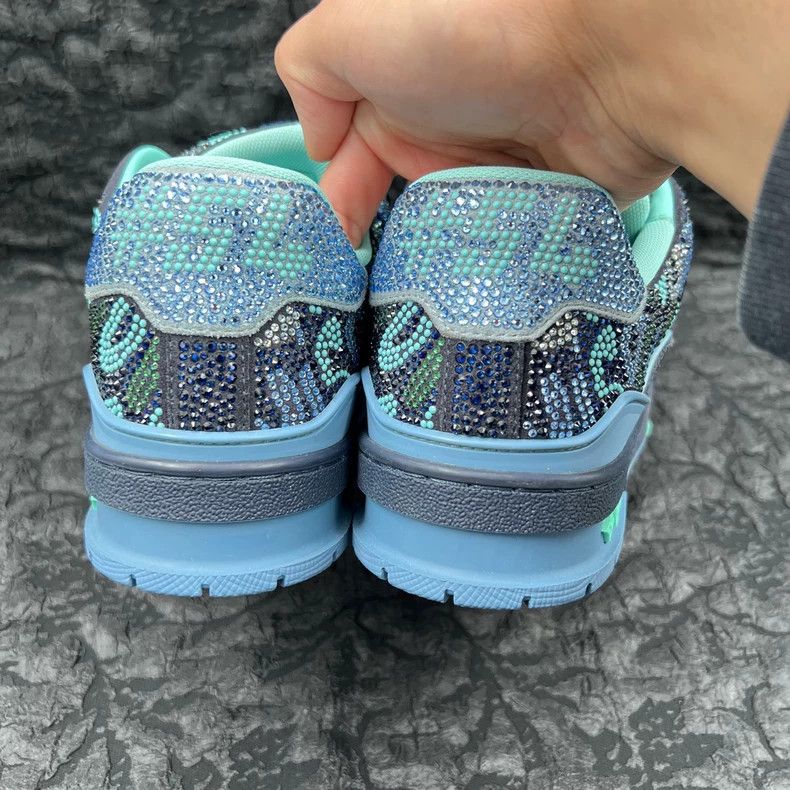 Louis Vuitton Louis Vuitton Trainer Blue Camo Full Drill Board Shoes Size US 7.5 / EU 40-41 - 4 Thumbnail