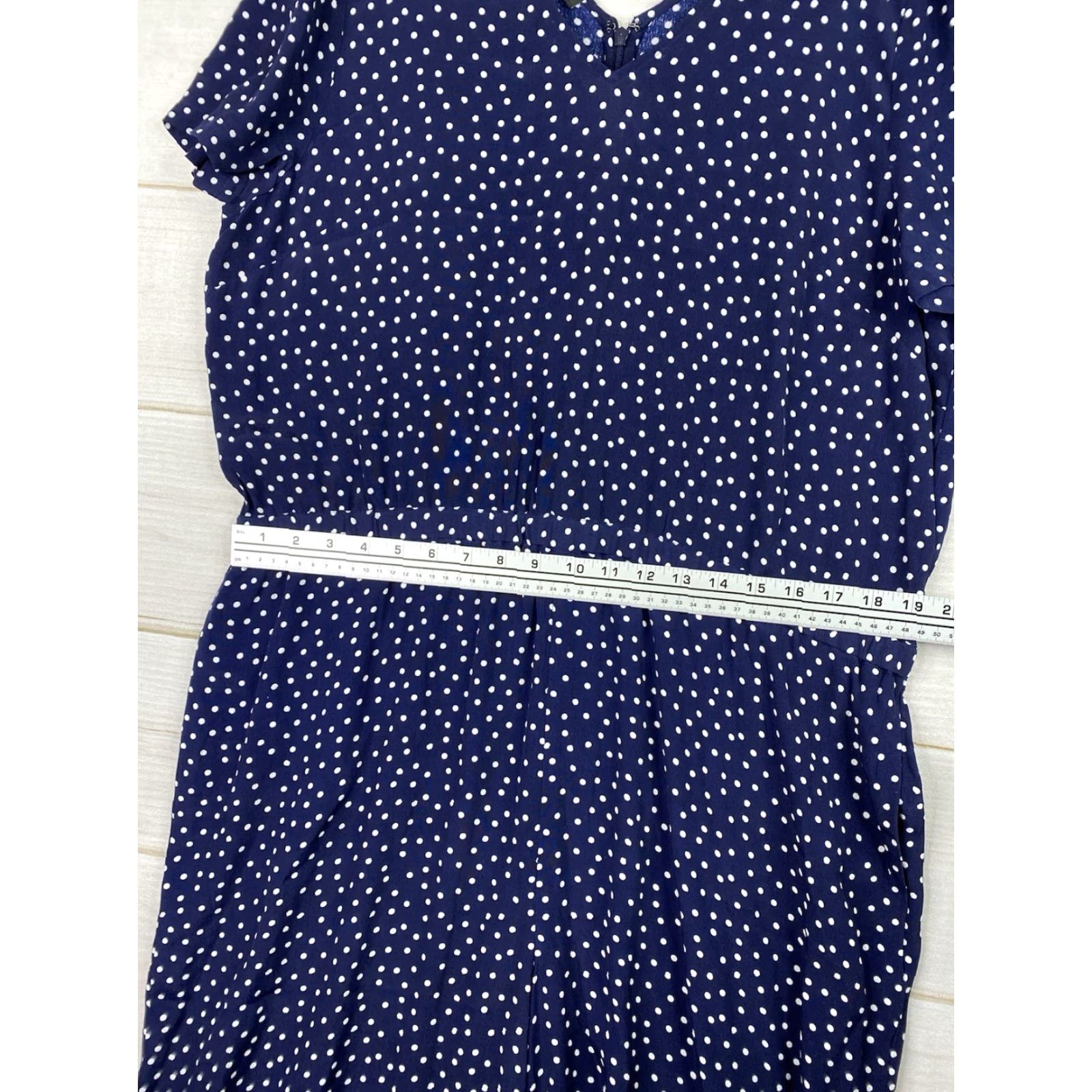 Talbots Talbots Jumpsuit Womens 18 Blue White Polka Dot Rayon V Neck Lightweight Pockets Size 40" / US 18 - 5 Thumbnail