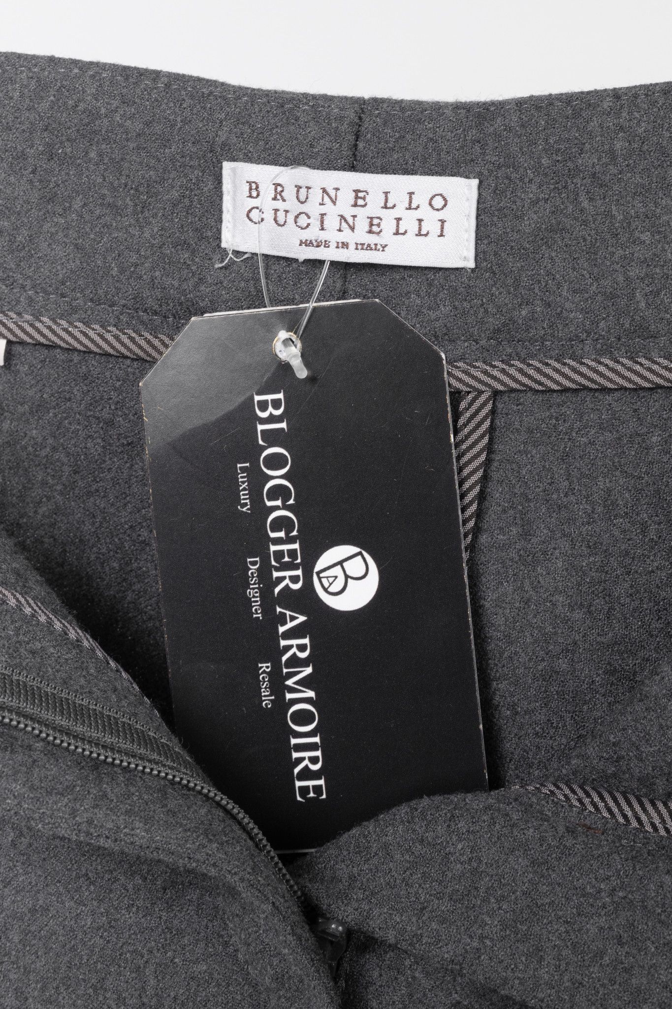 Brunello Cucinelli Brunello Cucinelli Grey Wool-Flannel Skinny Pants Size 27" / US 4 / IT 40 - 8 Thumbnail