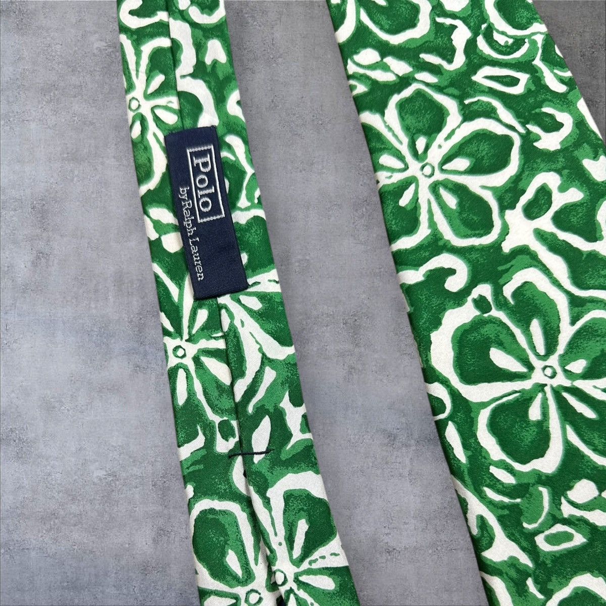 Handmade × Polo Ralph Lauren × Vintage Ralph Lauren Polo Green Floral Tie Silk Handmade Vintage Size ONE SIZE - 5 Thumbnail