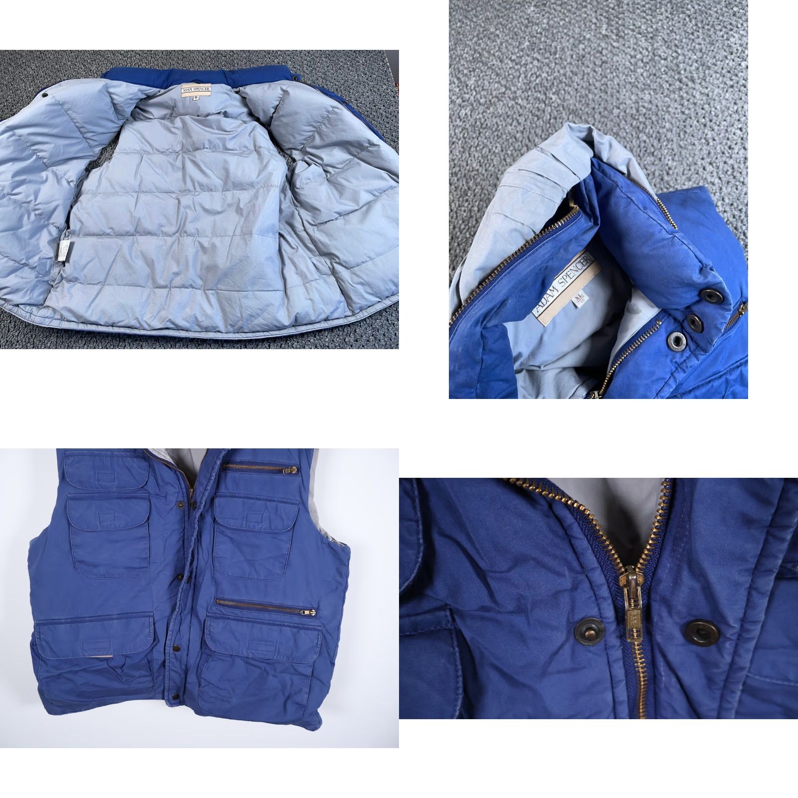 Vintage VINTAGE Down Insulated Vest Men's XL Blue Full Zip Hooded Pockets 90s VTG Adam Spencer Jacket Mens Vest Blue Nylon Lined Softshell Utility Size US XL / EU 56 / 4 - 8 Thumbnail