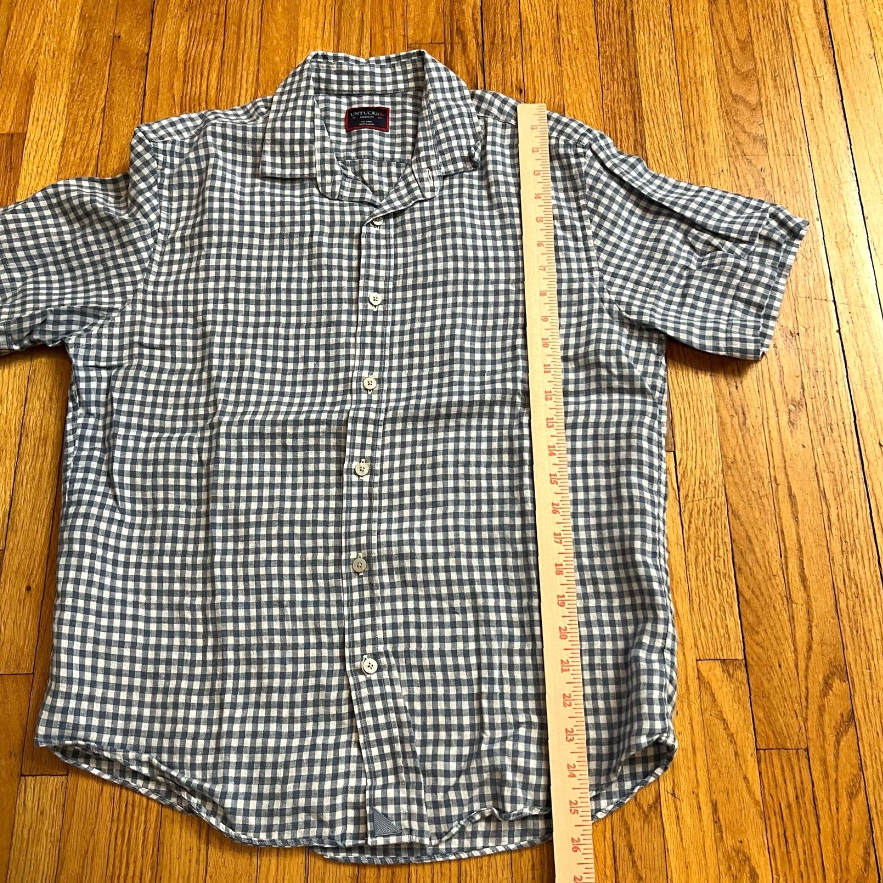UNTUCKit UNTUCKit Shirt Mens Medium Plaid Linen Button Short Sleeve Blue Size US M / EU 48-50 / 2 - 6 Thumbnail