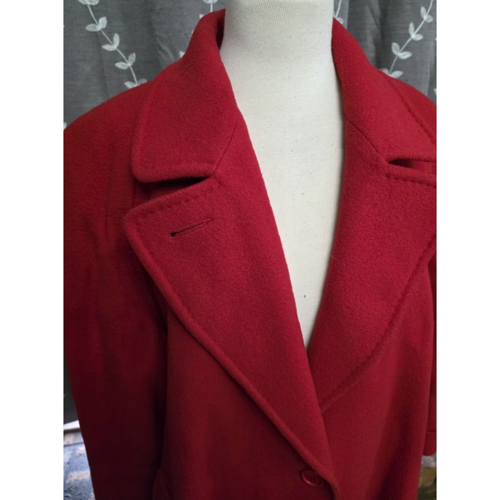 Vintage VINTAGE Fashionbilt Women's Coat Overcoat 60s 100% Wool Red Long L/XL Modern Classic USA Size L / US 10 / IT 46 - 6 Thumbnail