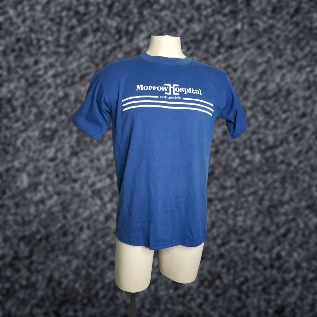 Jerzees VINTAGE Jerzees T-Shirt Men Large Blue 80s Single Stitch Crew Neck Short Sleeve Graphic Print USA - Morrow Hospital Auburndale FL - Size L Mens Size US L / EU 52-54 / 3 - 1 Thumbnail