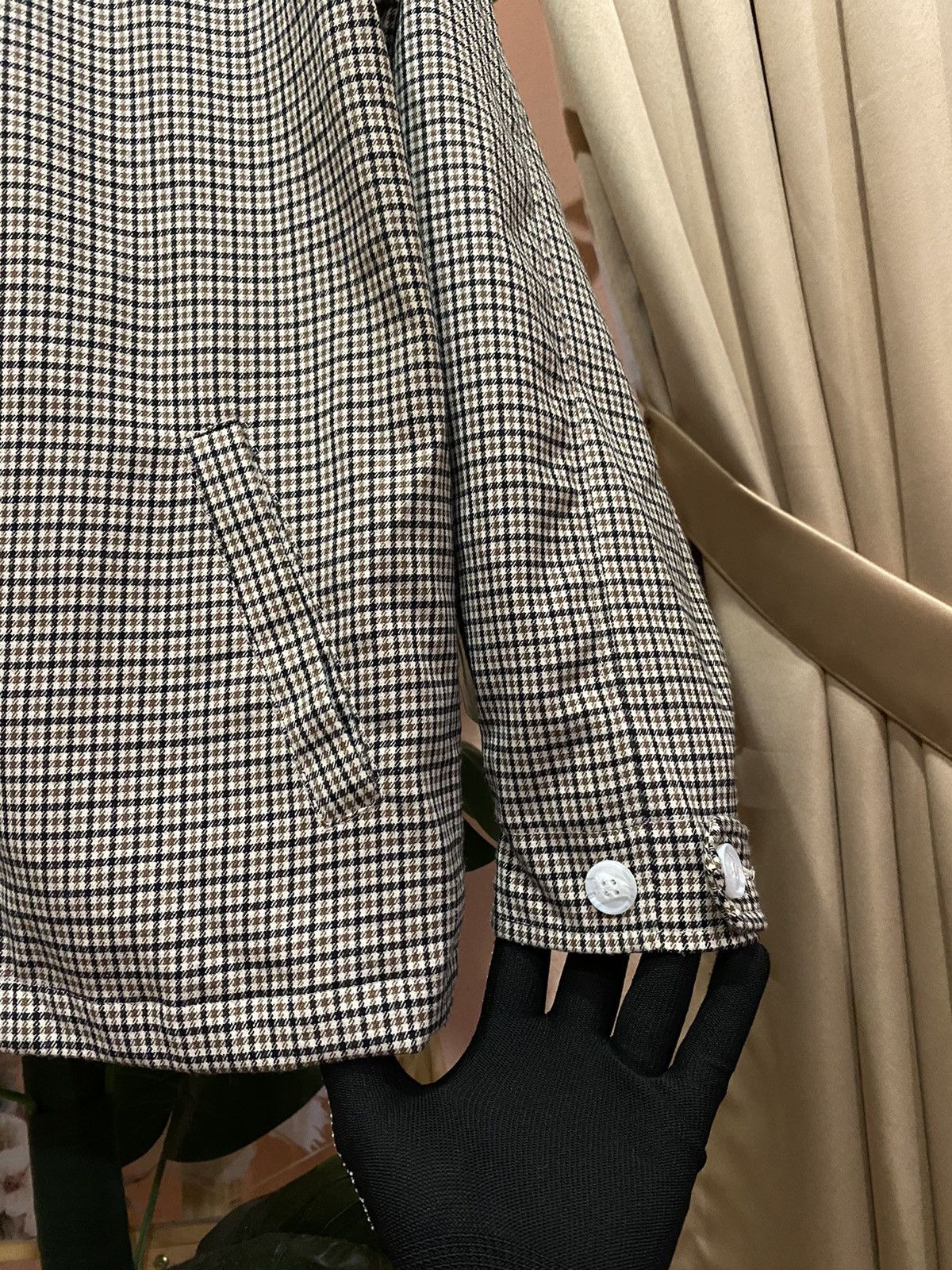 Japanese Brand Emma Clothes Plaid Jacket - Beige Checkered Zip-Up - Unisex Size US M / EU 48-50 / 2 - 6 Thumbnail