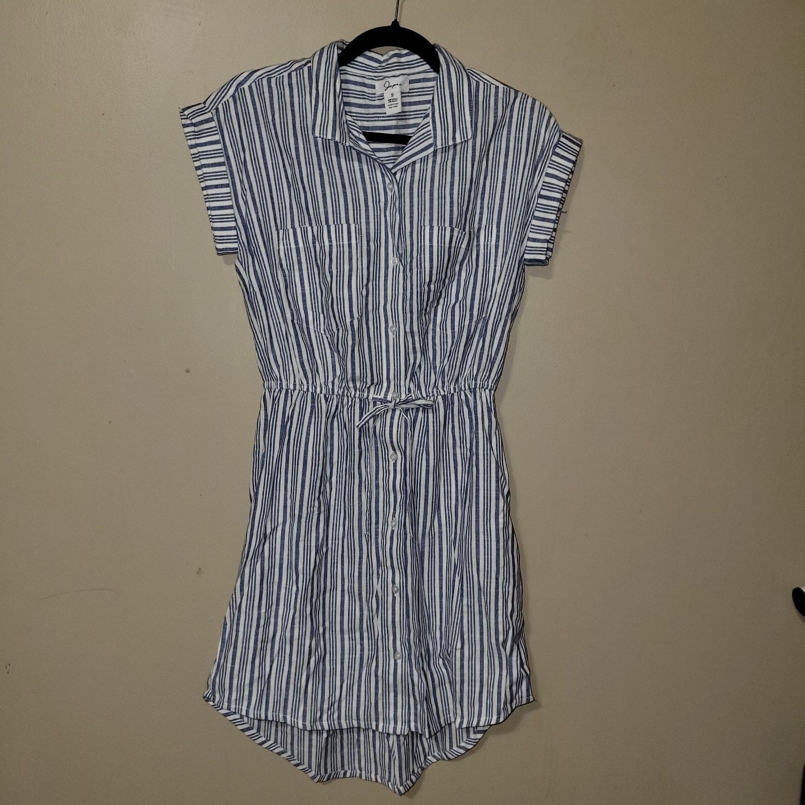 & Other Stories JAPNA Blue White Striped Cotton Button Front Dress Small Size S / US 4 / IT 40 - 1 Thumbnail