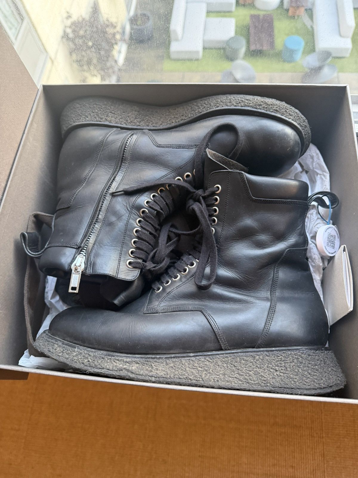 Rick Owens RICK OWENS GLITTER COMBAT BOOTS Size US 12 / EU 45 - 2 Thumbnail
