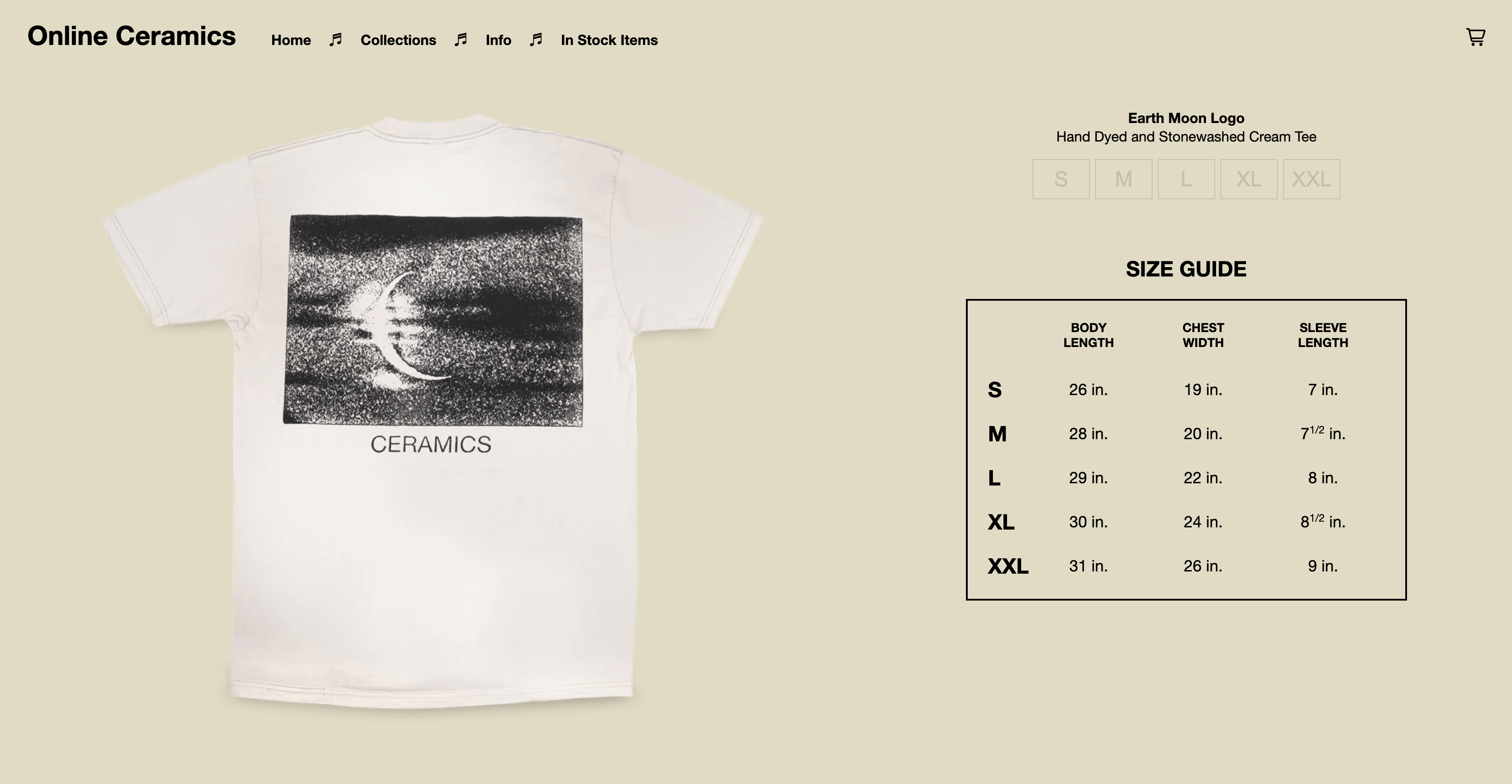 Online Ceramics Online Ceramics Earth Moon Logo Tee - Stonewashed Tan (M) Size US M / EU 48-50 / 2 - 9 Thumbnail