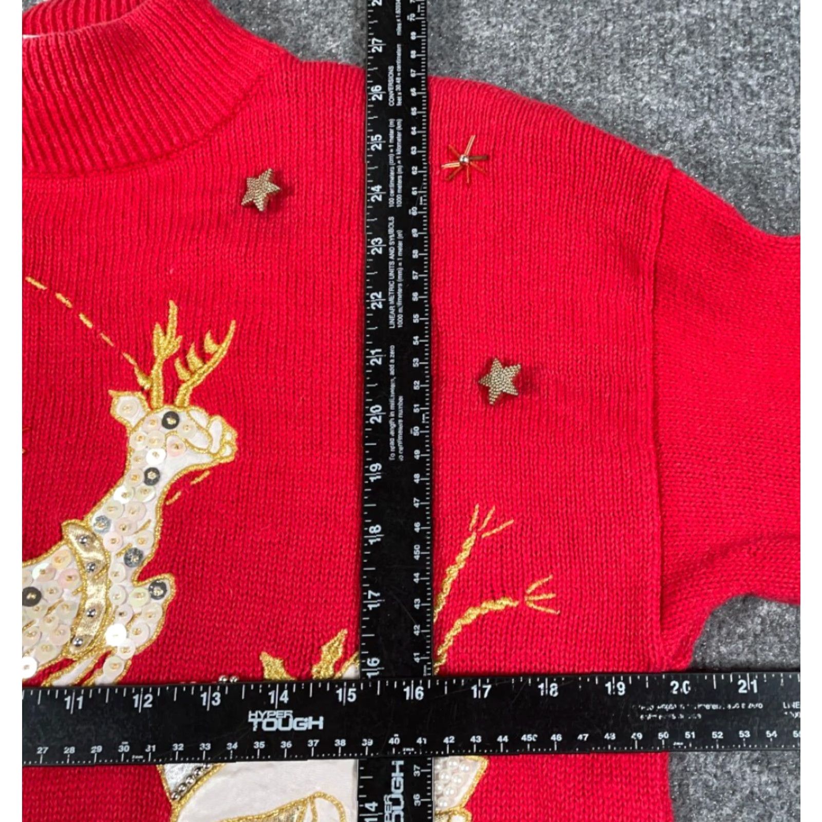 Vintage VINTAGE Christmas Sequined Reindeer Sweater Women's Medium Red Mock Neck Knit 90s Size M / US 6-8 / IT 42-44 - 4 Thumbnail