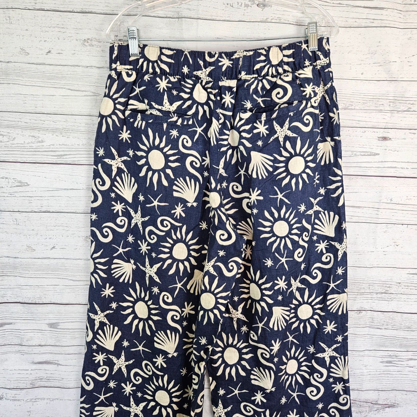 Vintage C&C California Womens Printed Linen Pants Sz M Blue High Rise Pants Women Medium Linen Printed Modern Casual 90s? Size 32" / US 10 / IT 46 - 4 Thumbnail