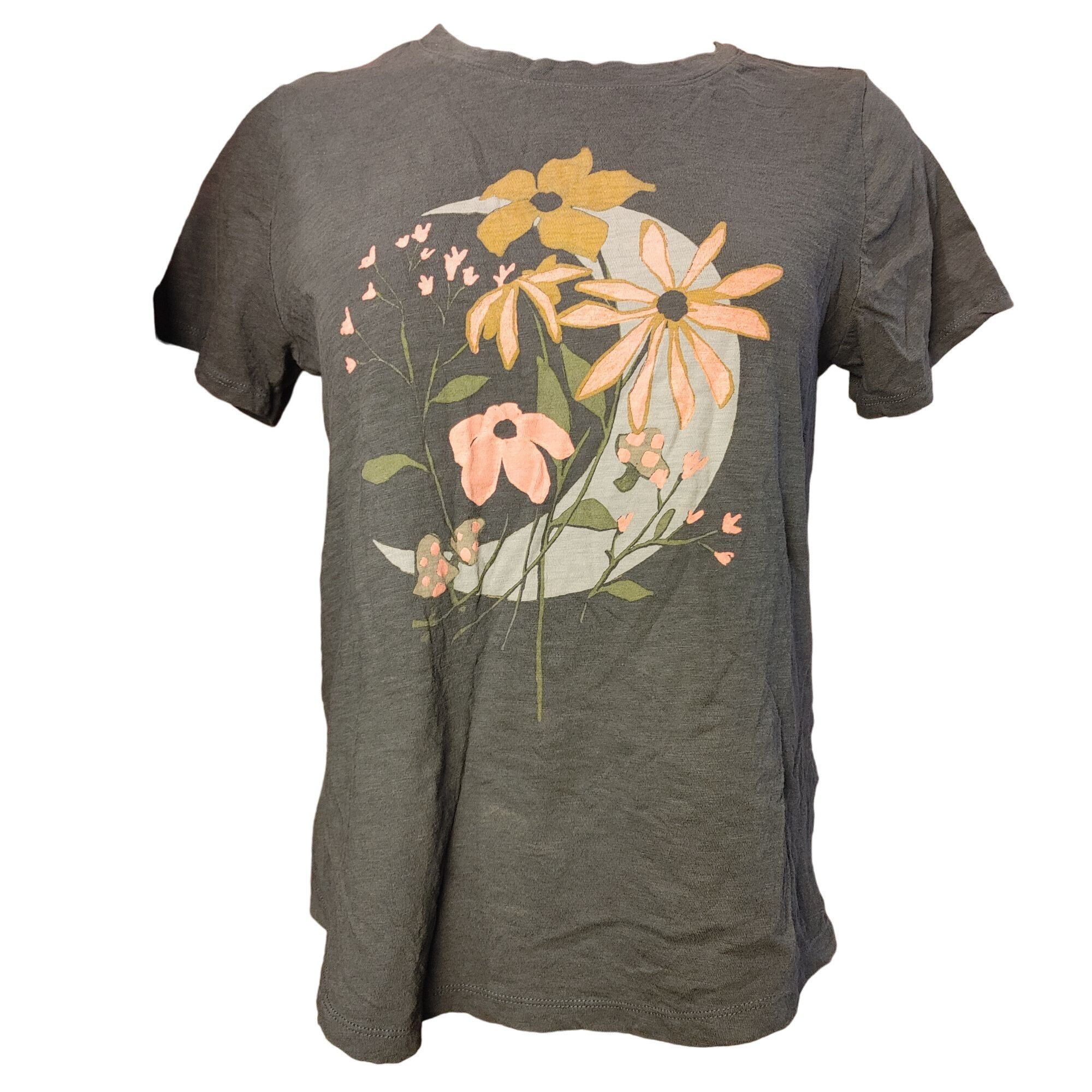 Old Navy Women's Old Navy Floral/Moon Graphic Tee Black/Dark Grey M Size M / US 6-8 / IT 42-44 - 1 Thumbnail