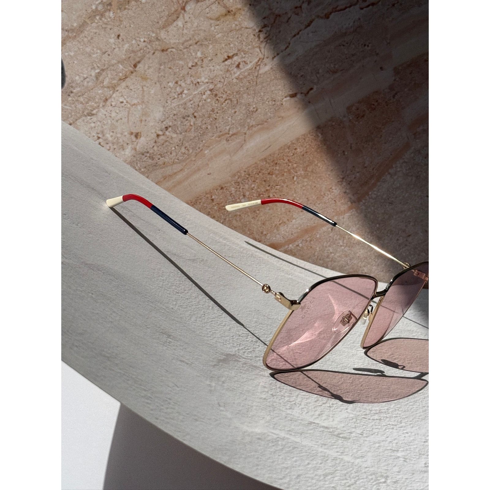Gucci NEW Gucci GG0394S Gold Pink Lens Sunglasses RARE Size ONE SIZE - 7 Thumbnail