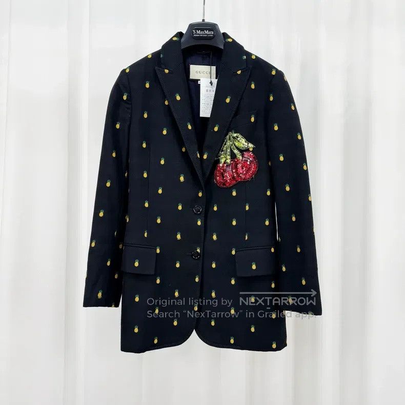 Gucci Gucci Cherry sequin pineapple embroidered suit jacket Size S / US 4 / IT 40 - 1 Thumbnail