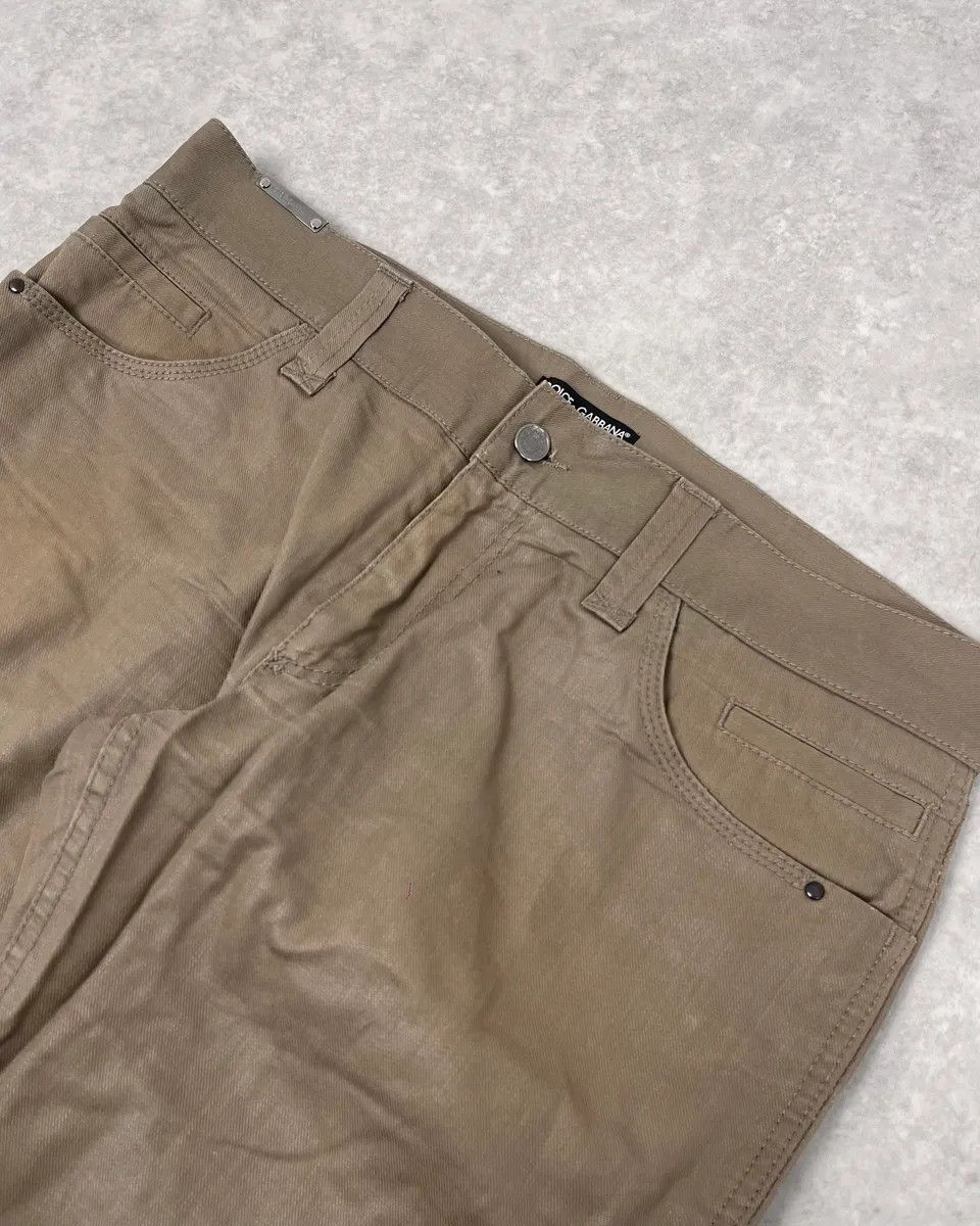 Dolce & Gabbana 2000s Dolce & Gabbana Beige Waxed Pants Size US 34 / EU 50 - 6 Thumbnail