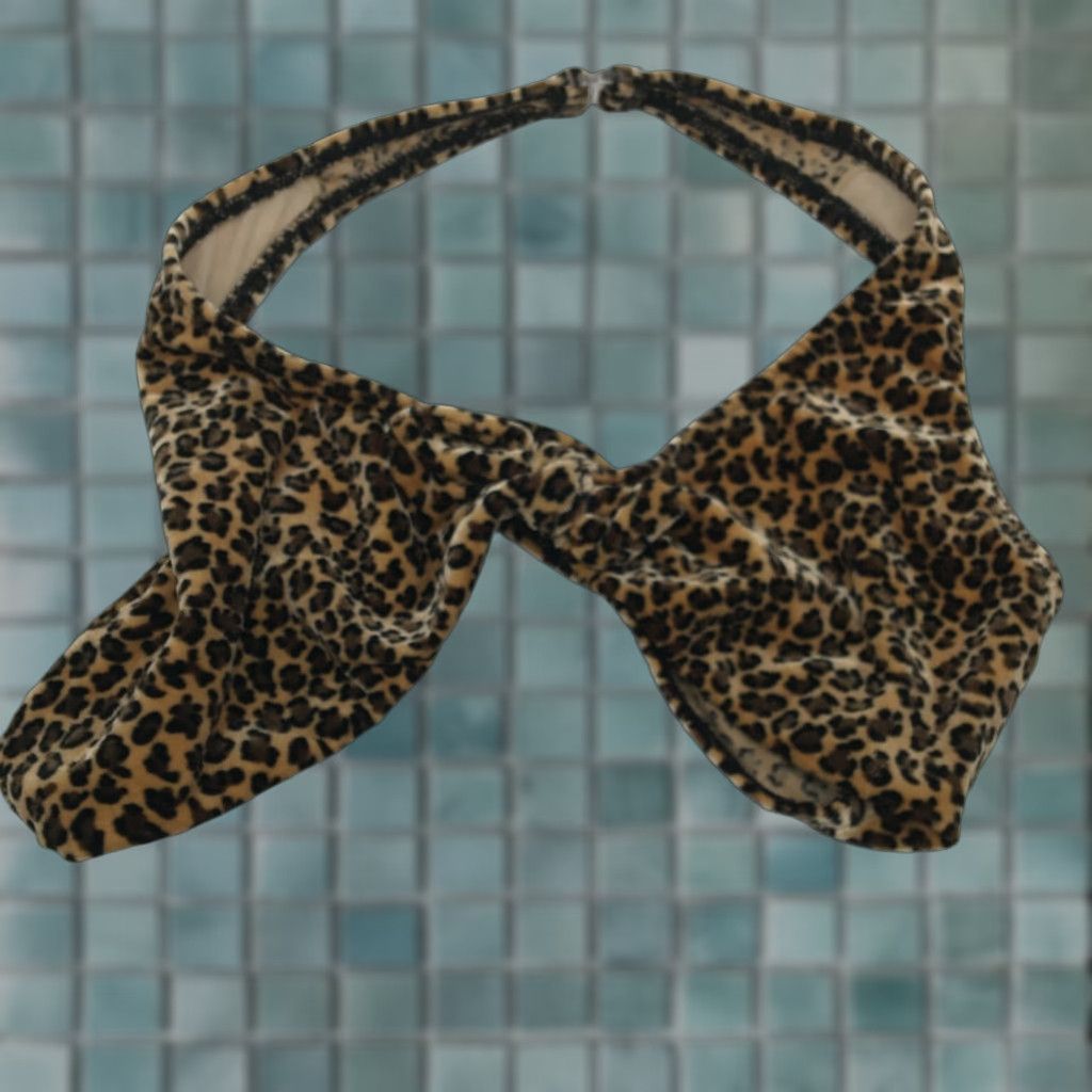 Vintage Unbranded Leopard Print Bikini Top Strapless Stretch Brown Size 16 Women Size XXL / US 16-18 / IT 52-54 - 1 Thumbnail