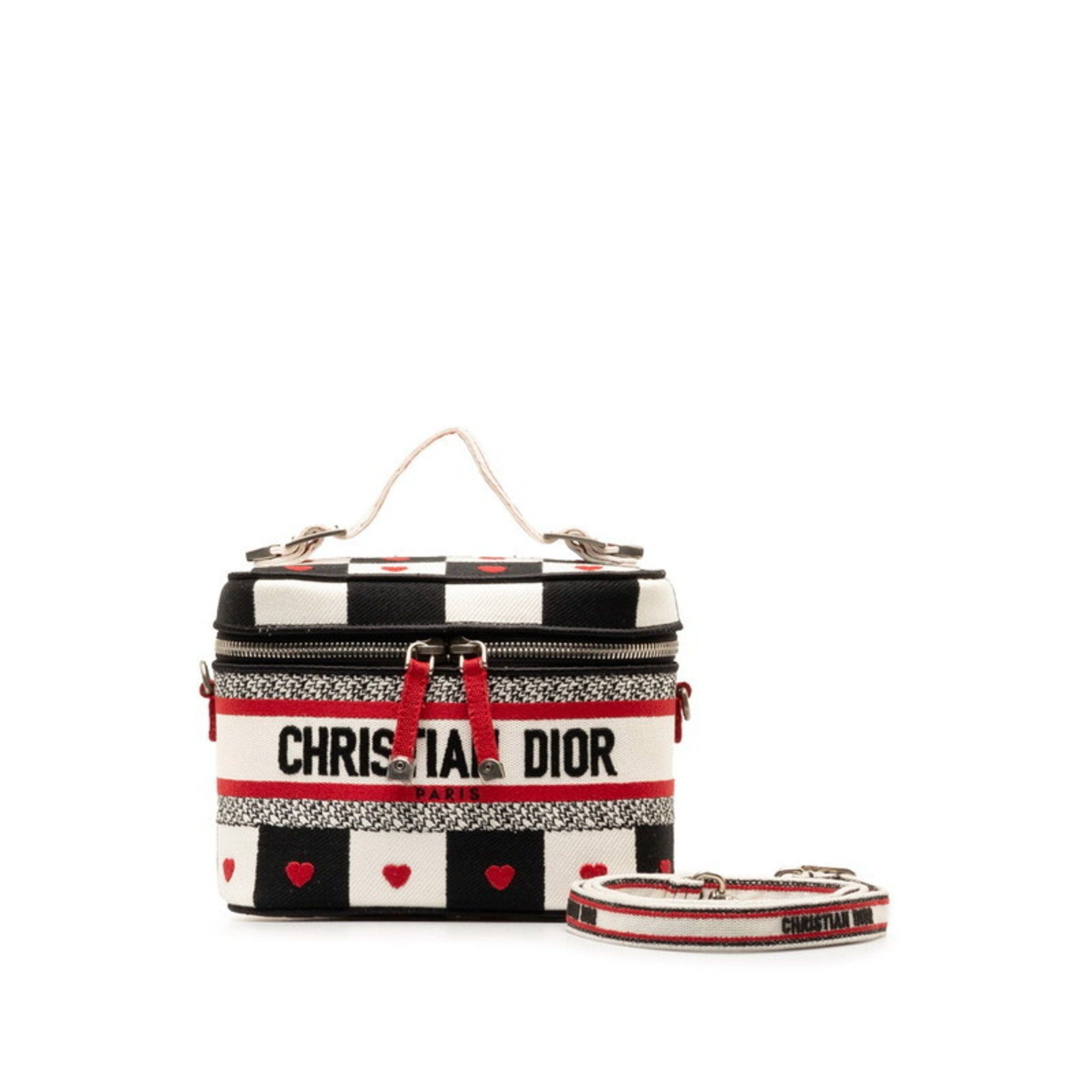 image of Christian Dior Dior Diora Mall Vanity Bag Handbag Black White Multicolor Canvas Women's