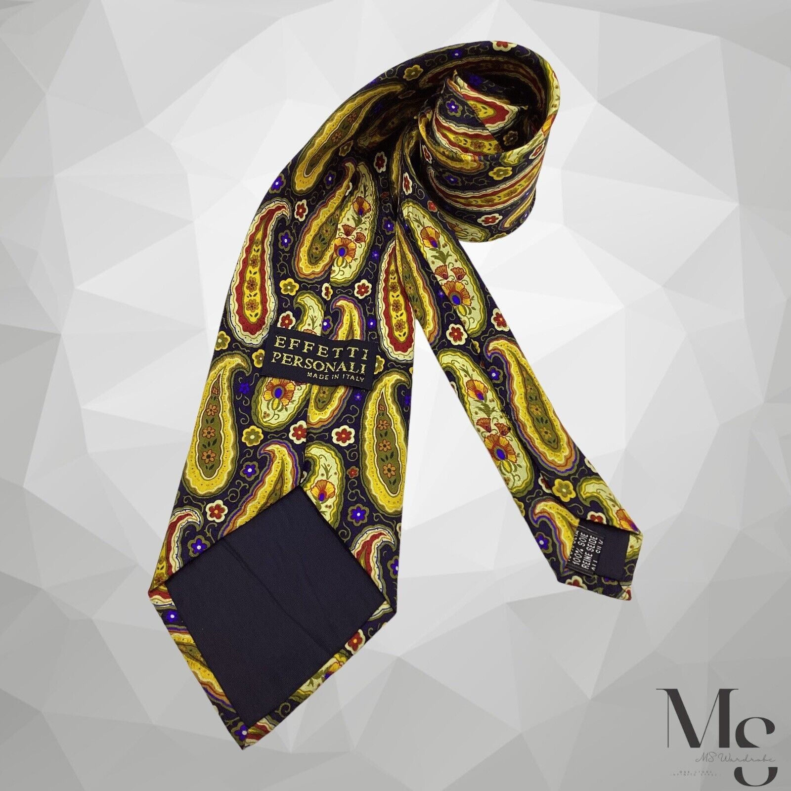 Other EFFETTI PERSONALI Blue Gold Paisley Silk Tie Made In Italy W Size ONE SIZE - 2 Thumbnail