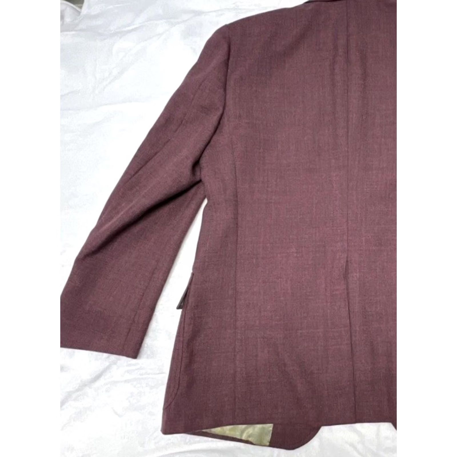 Vintage VINTAGE Jamal Ruby “The Sincerely” Wool Blend Blazer Men’s L Burgundy Cotton Blend Solid Single-Vented 46 Chest Jaymar Blazer Mens Size 42R - 5 Thumbnail